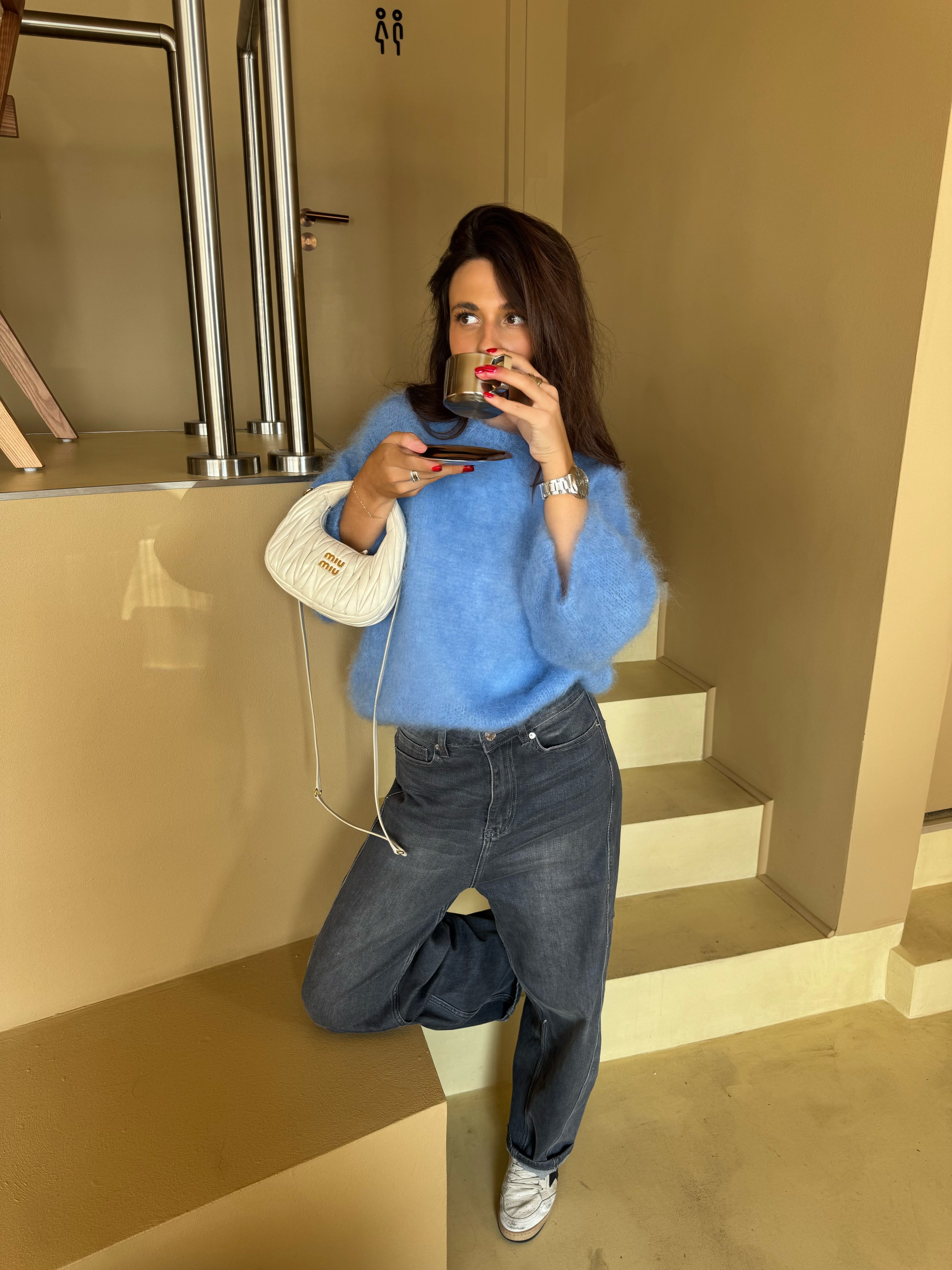 Pull 80% Mohair Jodie bleu