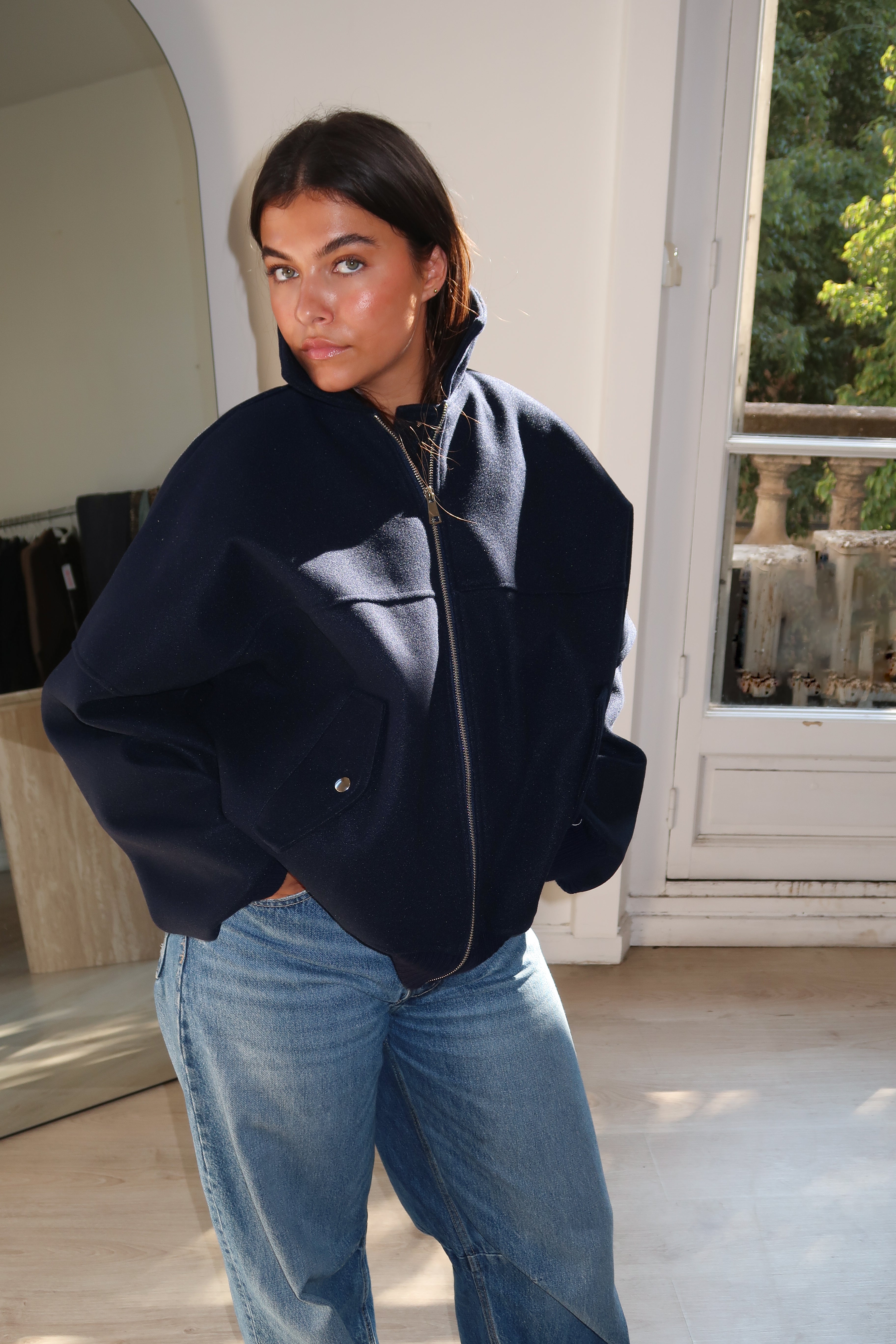 Marineblaue Bomberjacke Angelina