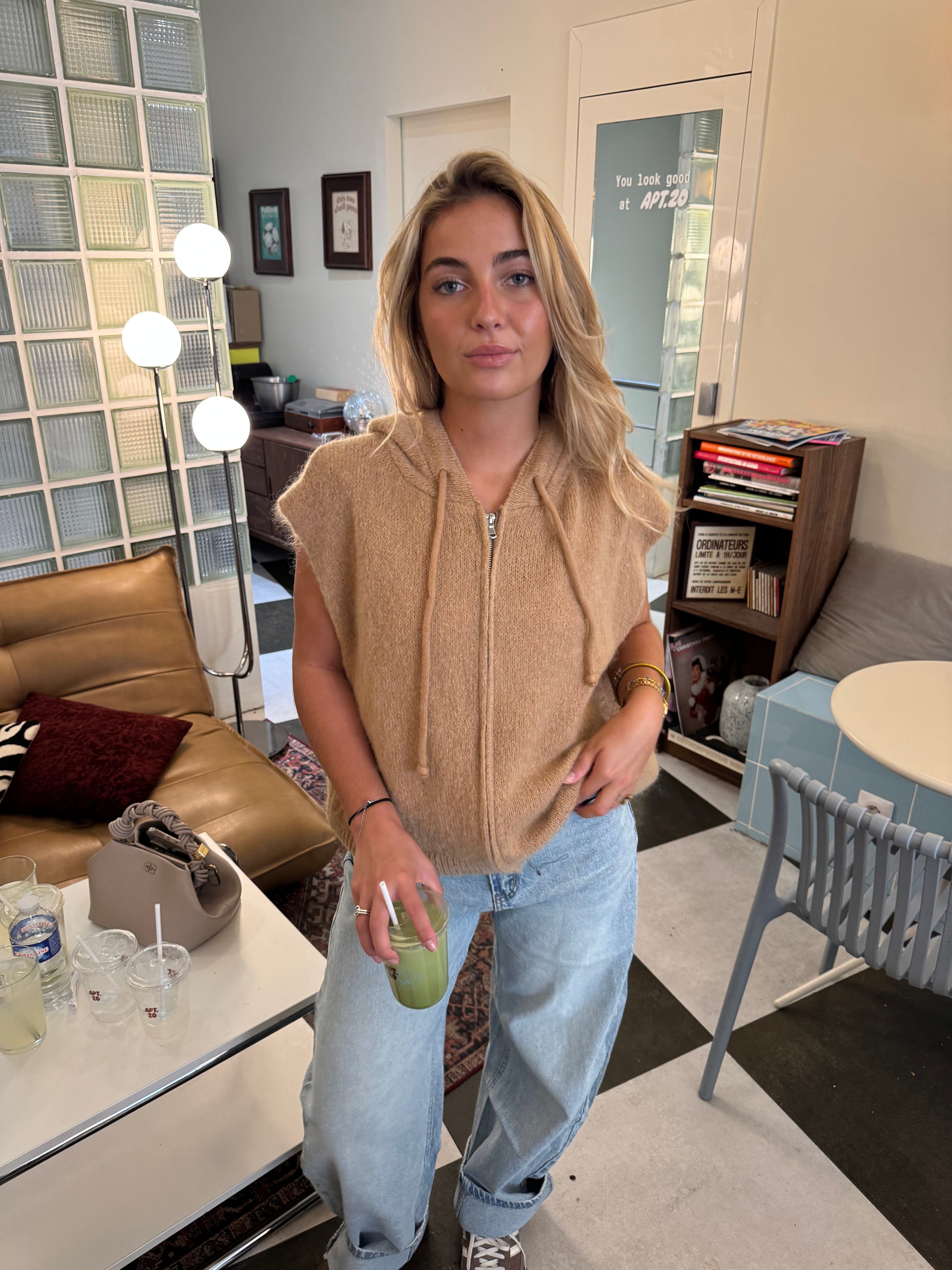 Weste Livia aus taupefarbenem Mohair