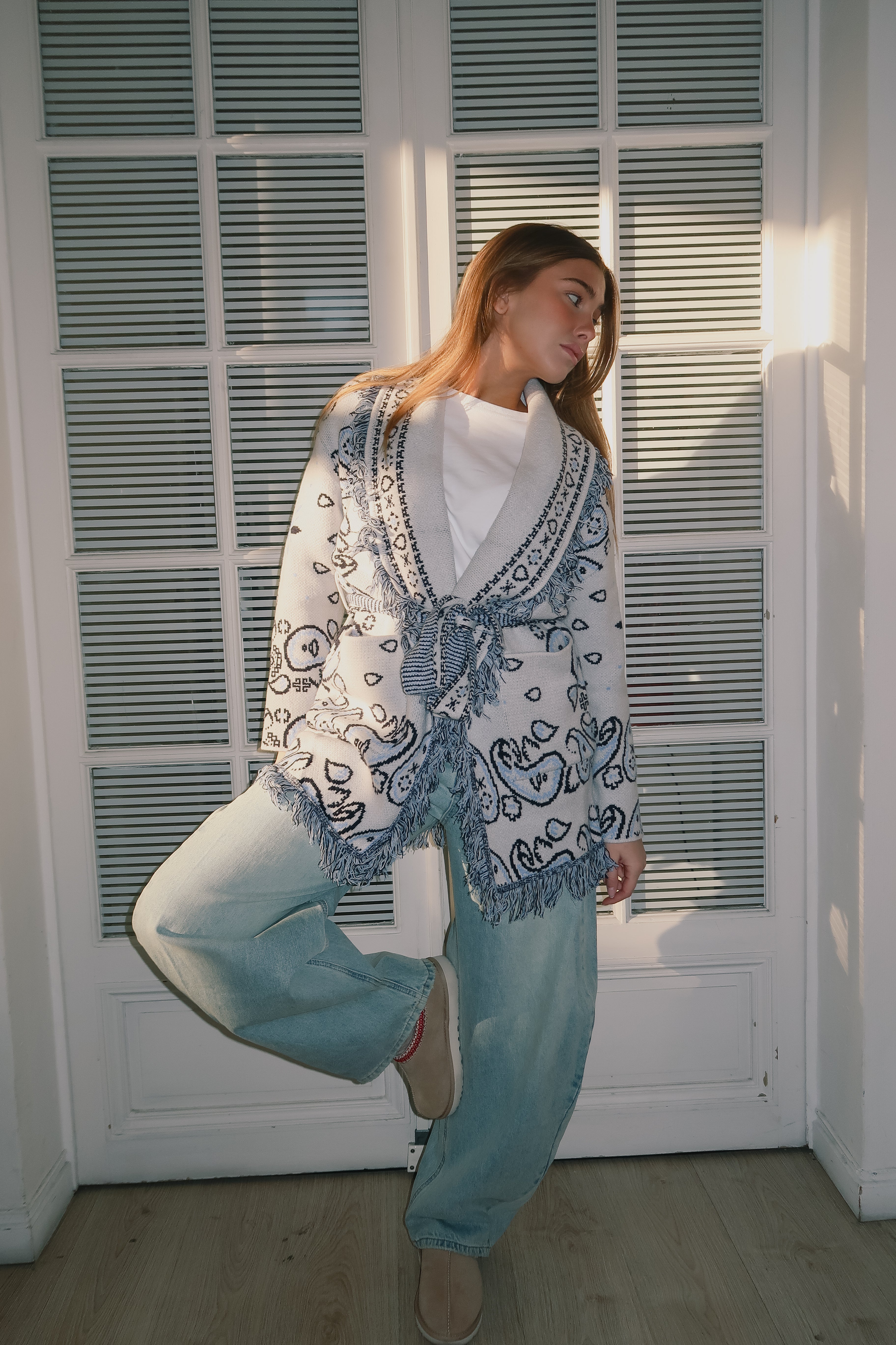 Gilet Suzanne gris et bleu