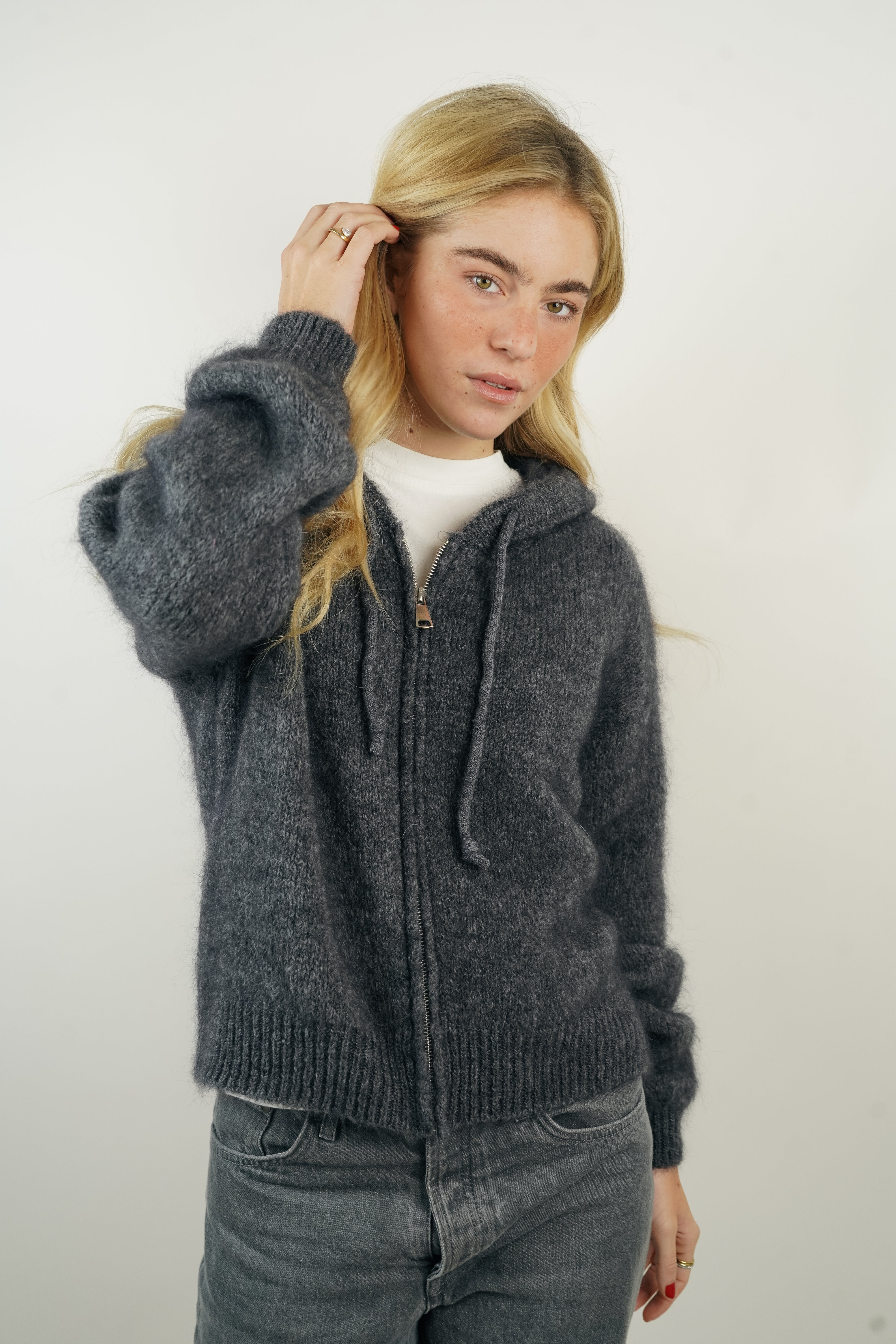 Gilet mohair/laine Amanda anthracite