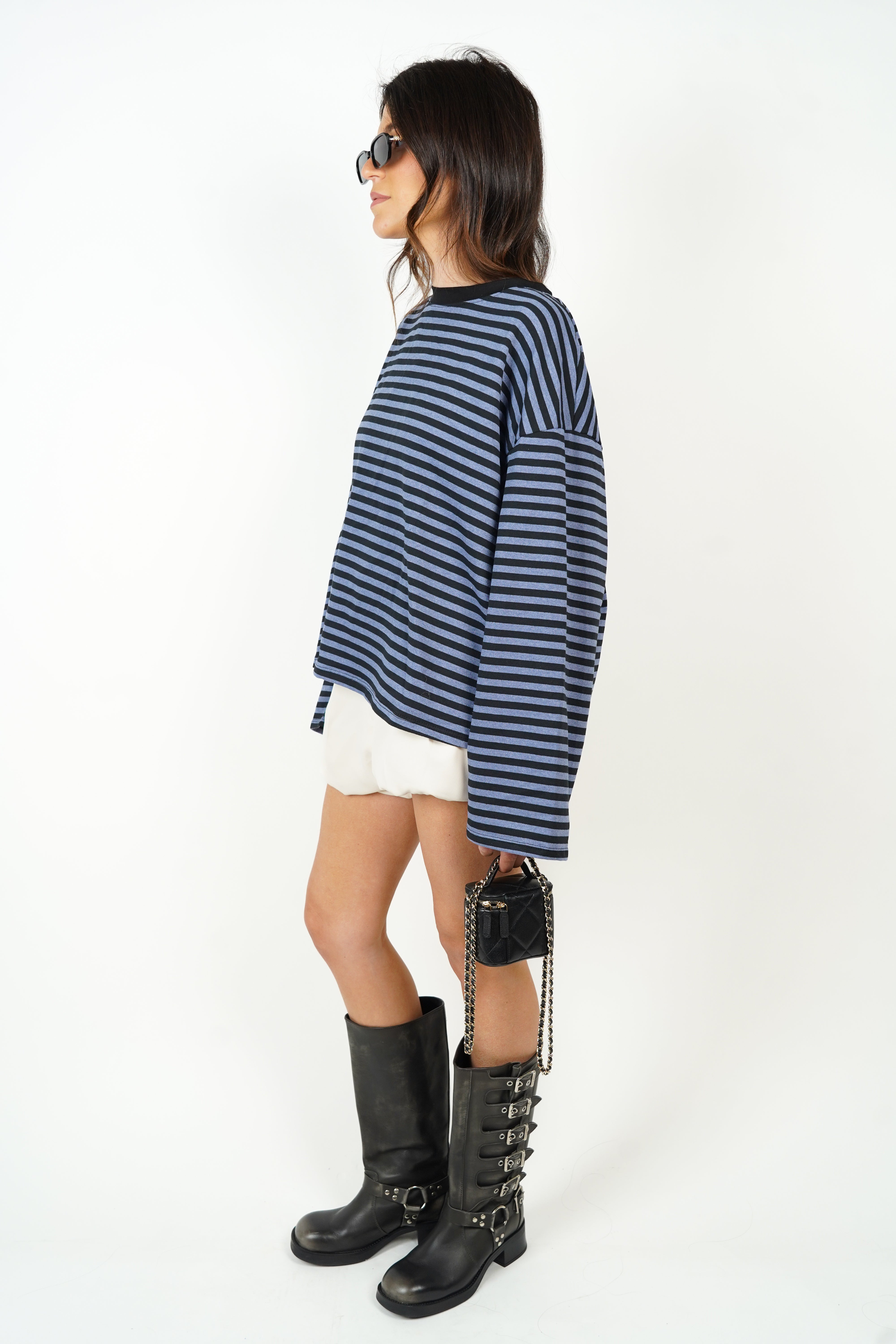 T-shirt Océane blågrå og sort