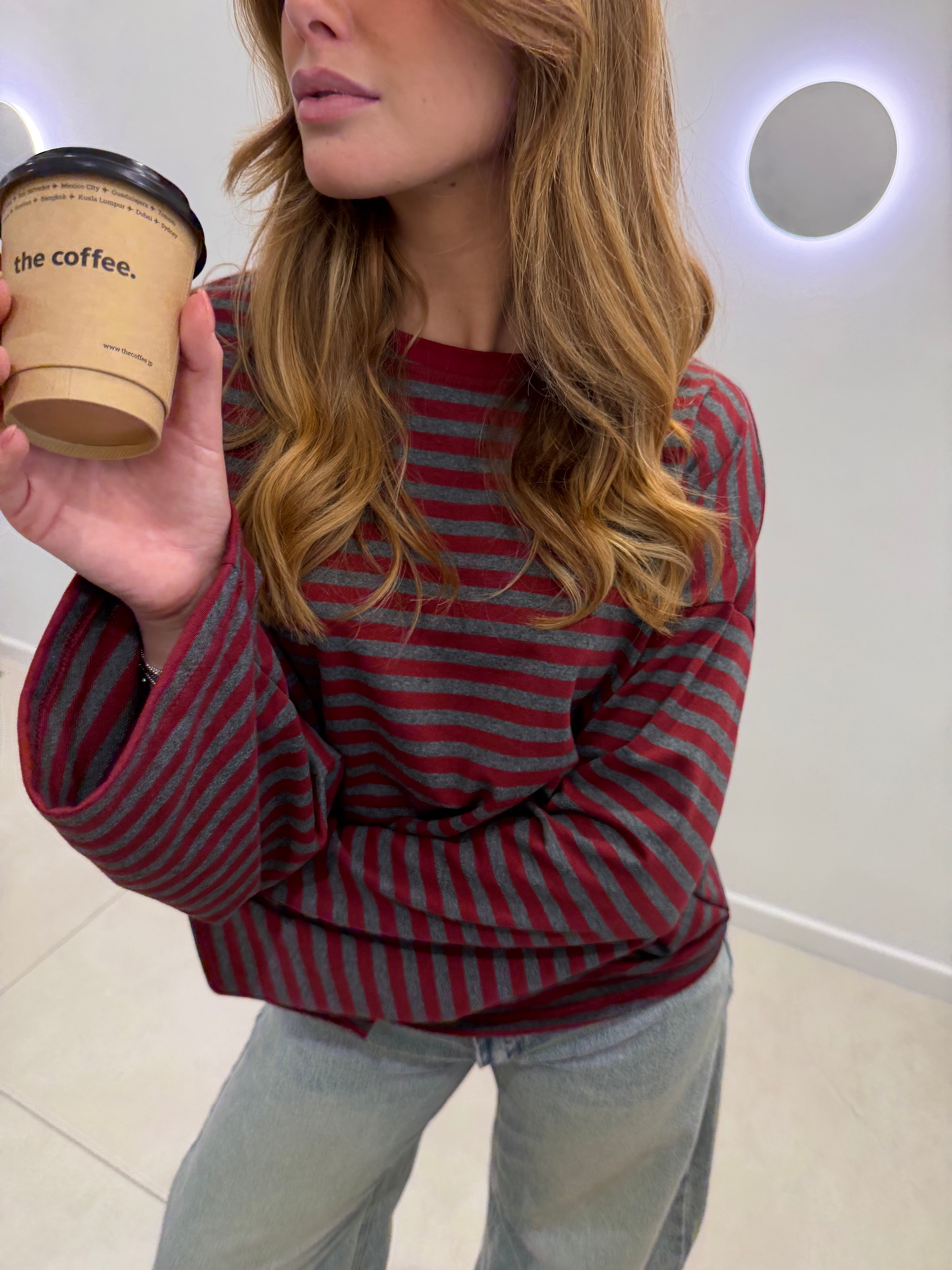 Tee-shirt Océane gris et bordeaux