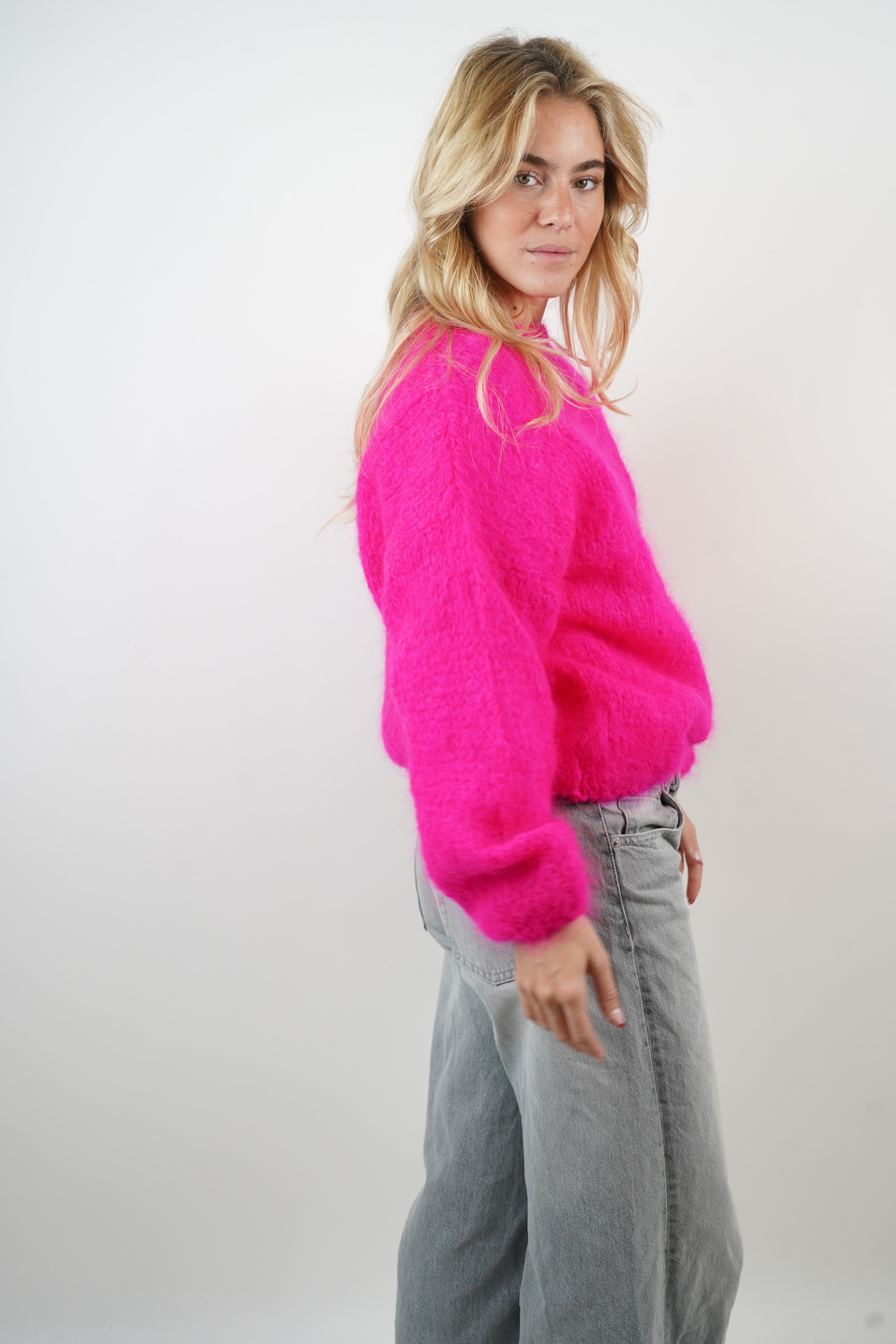 Dina neon pink mohair sweater