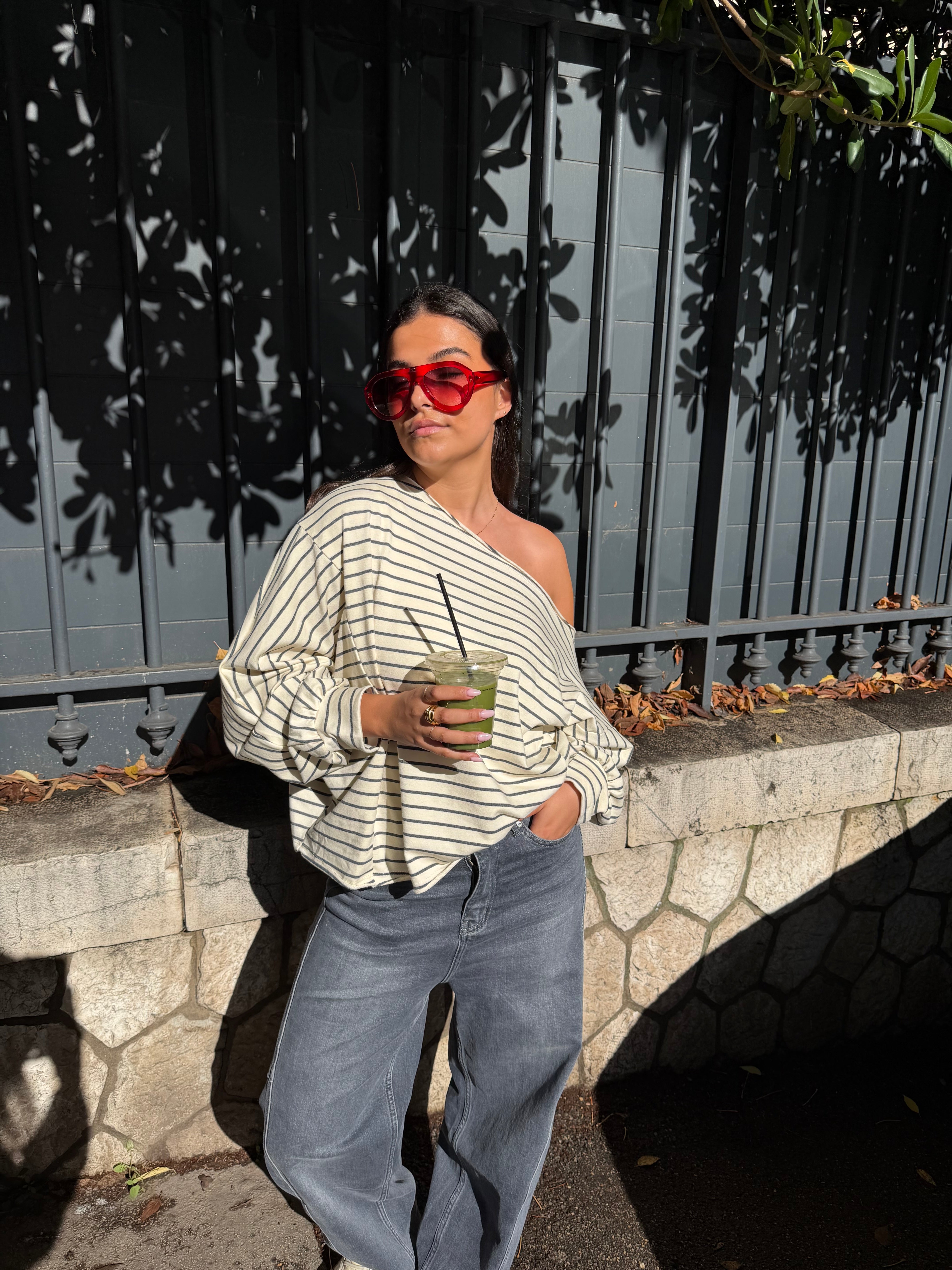 Tee-shirt Juliette à rayures grises