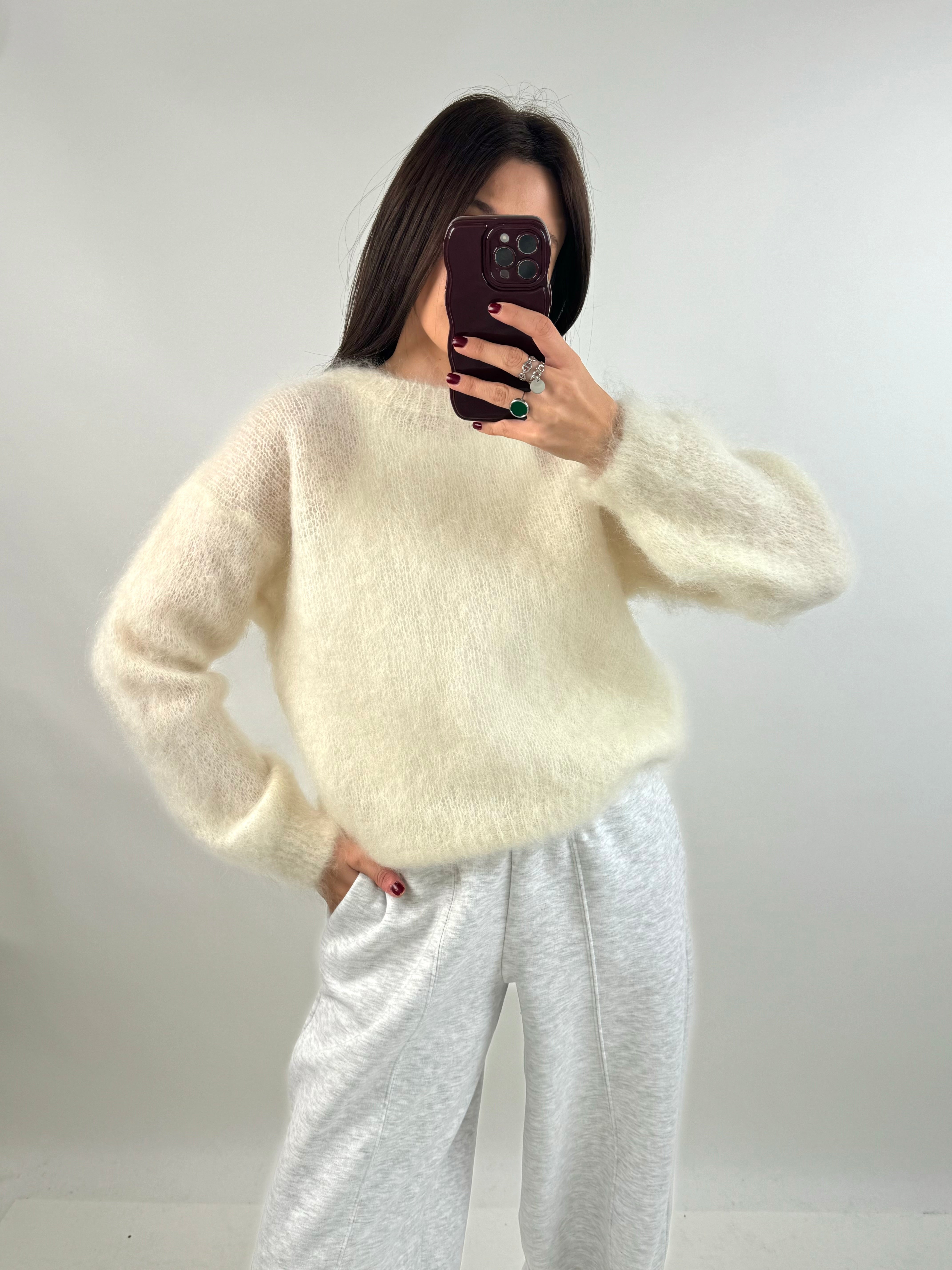 Tea mohair ecru sweater