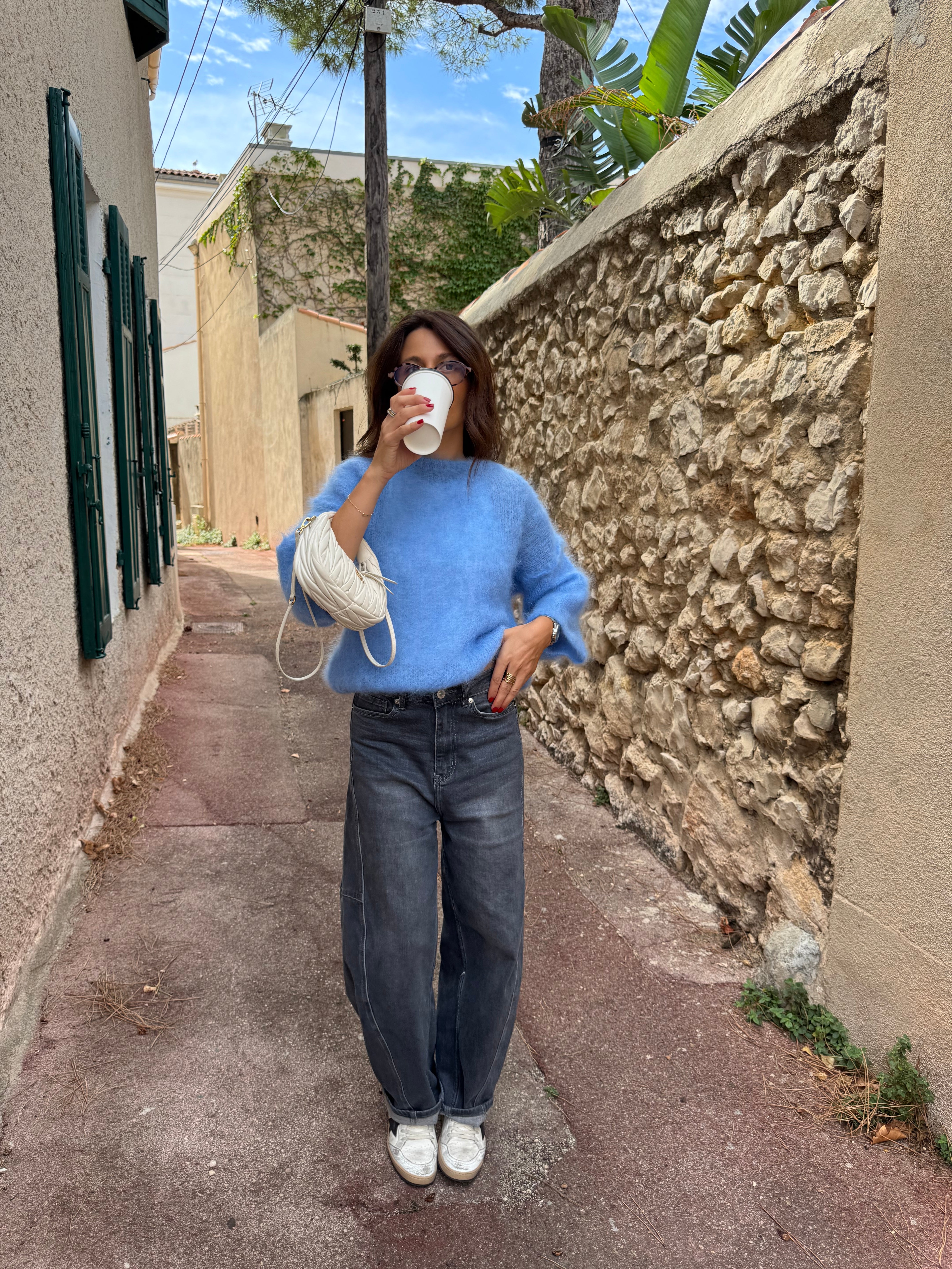 Pull 80% Mohair Jodie bleu