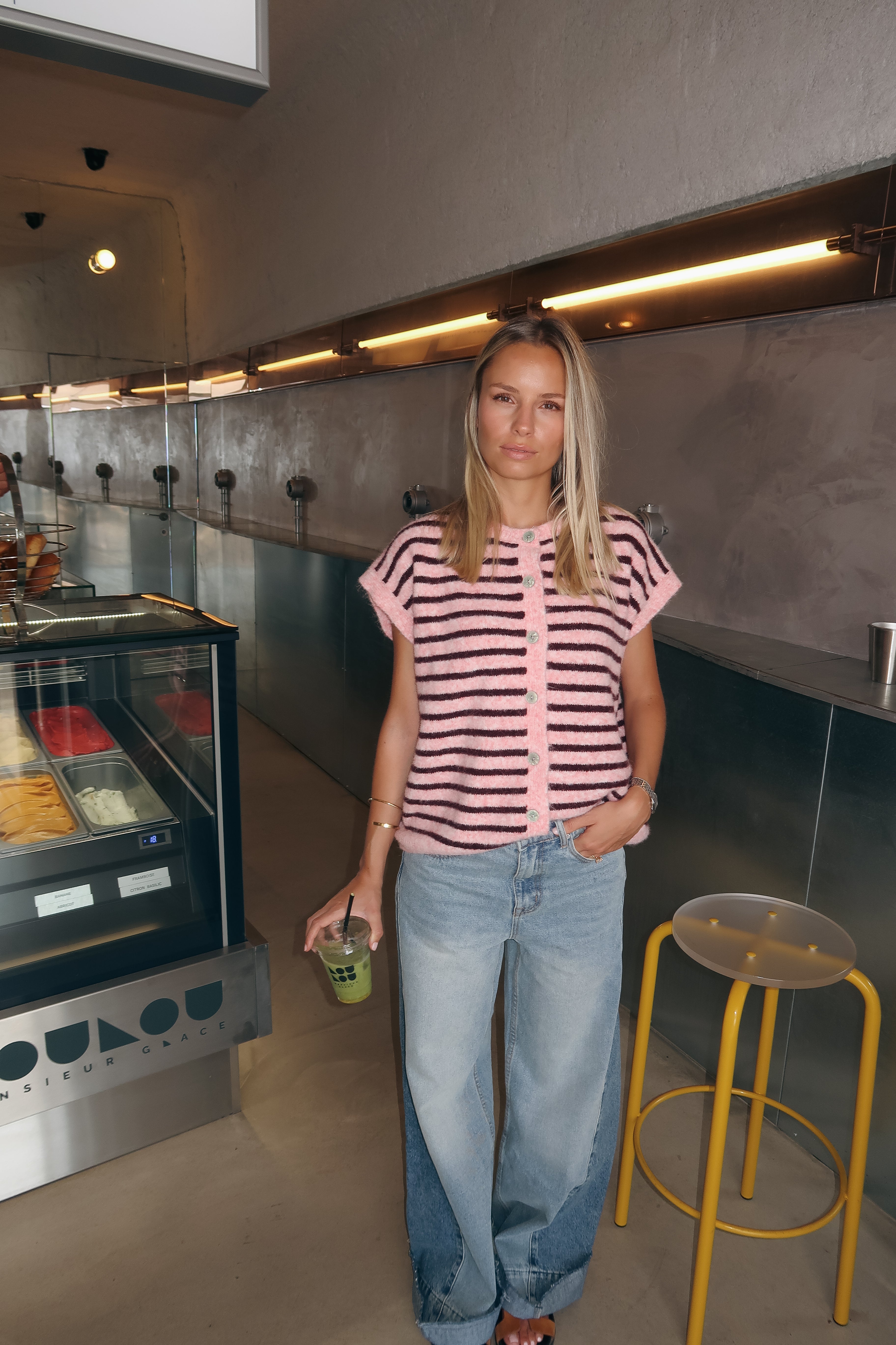 Tess – Rosa Strickjacke aus Wolle/Alpaka