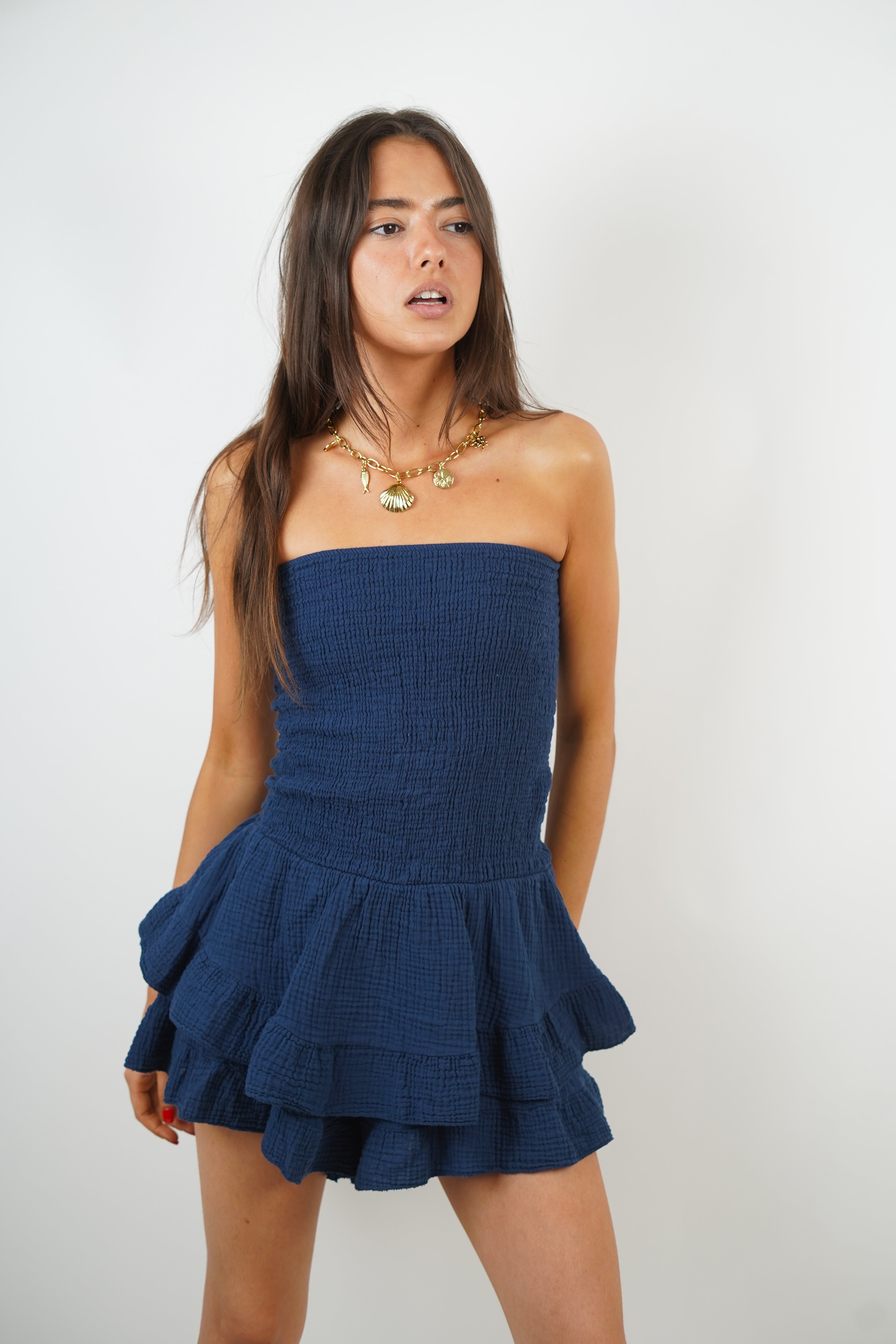 Andrea navy blue playsuit