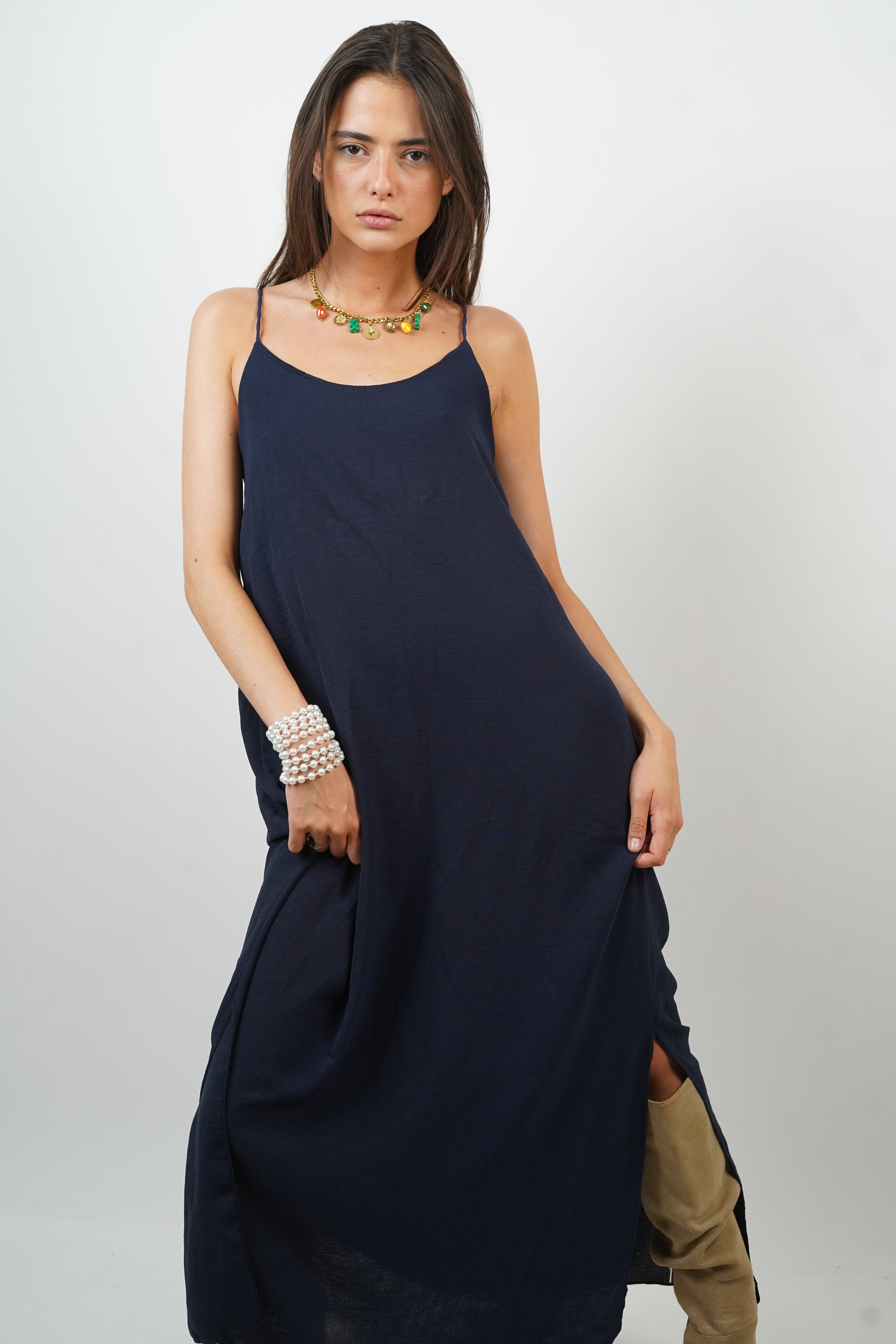 Carla marineblaues Kleid