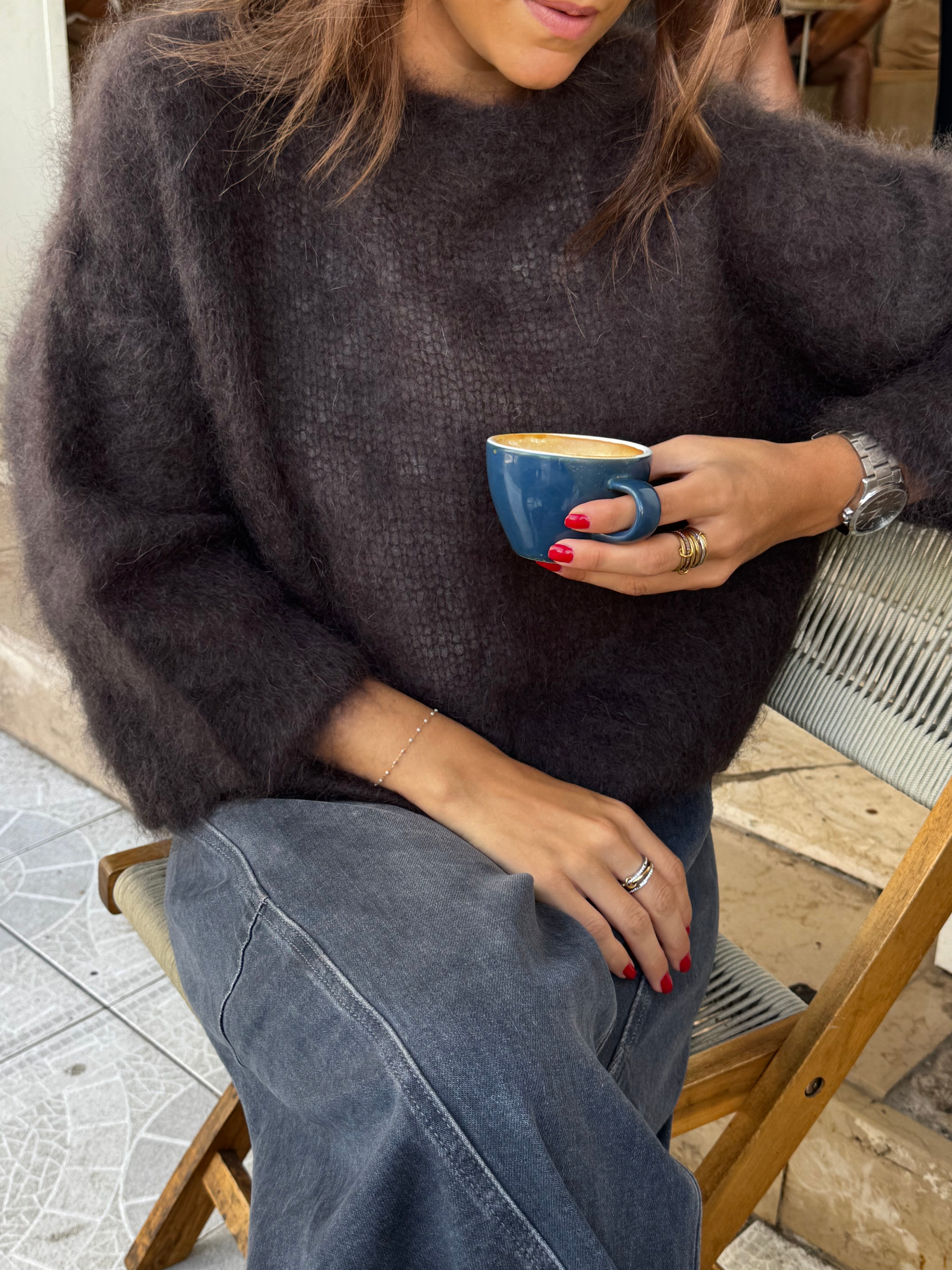 Jodie 80% Mohair Brown Sweater