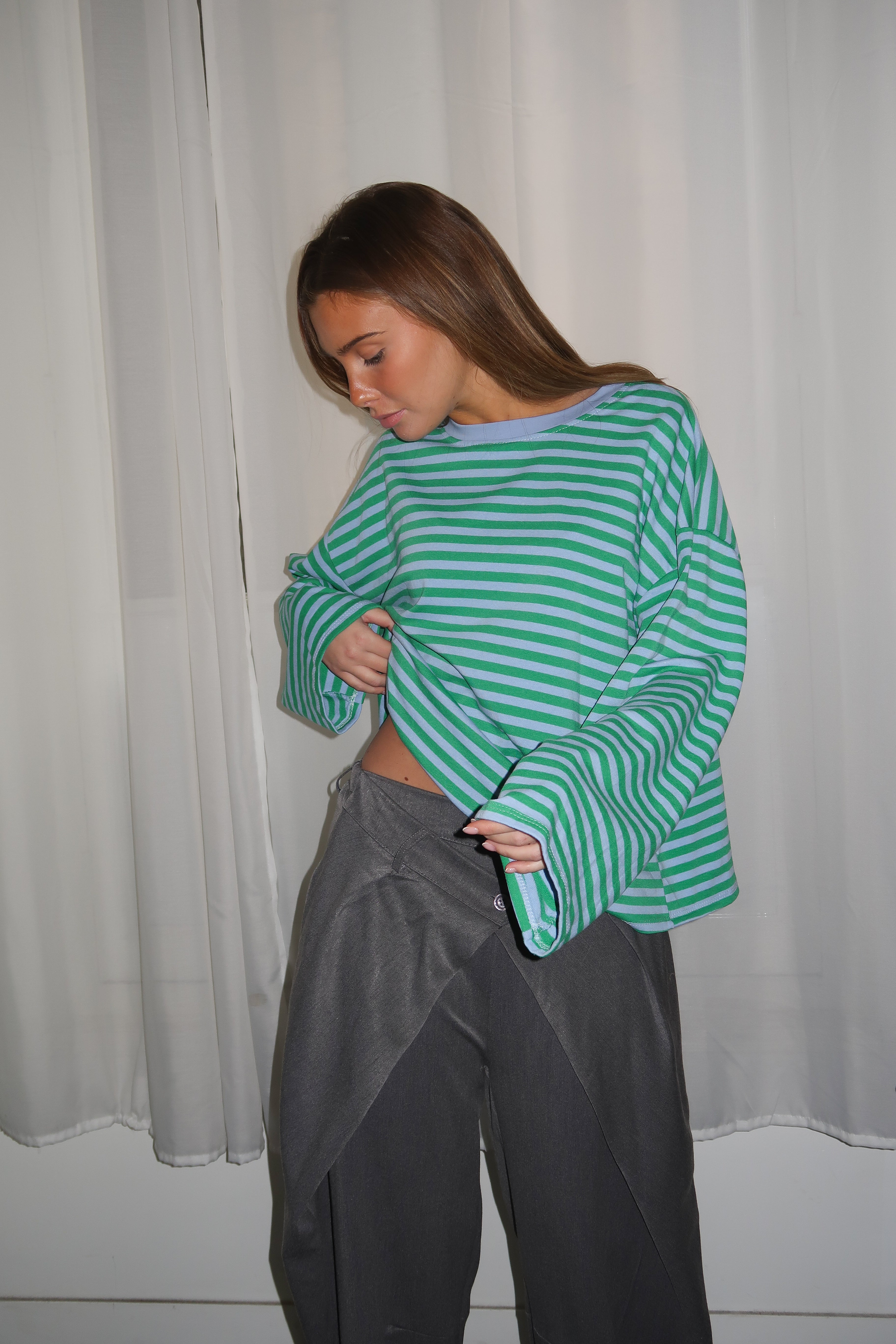 Océane green and light blue t-shirt