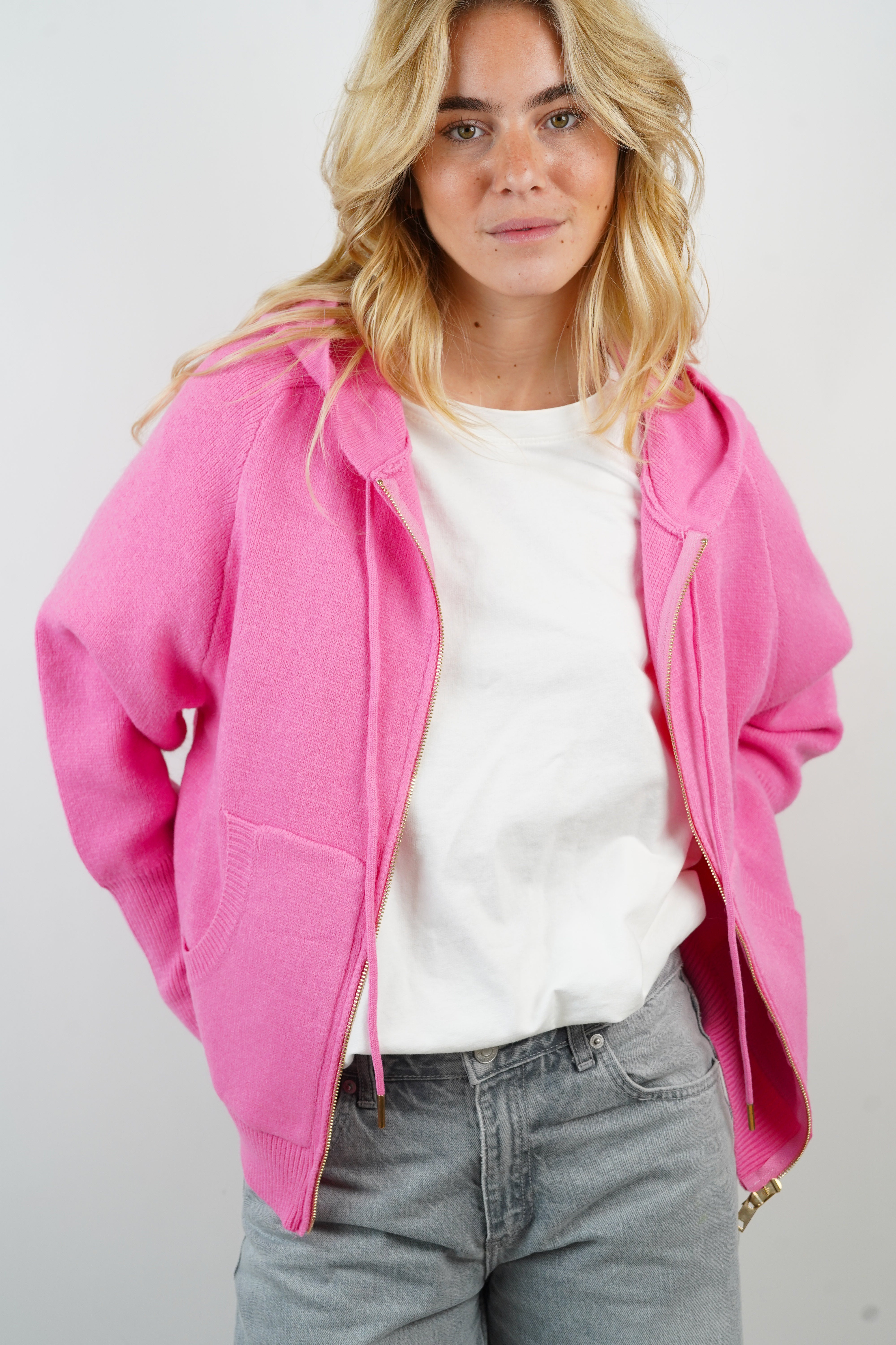 Ali Candy Pink Hooded Cashmere/Wool Jacket