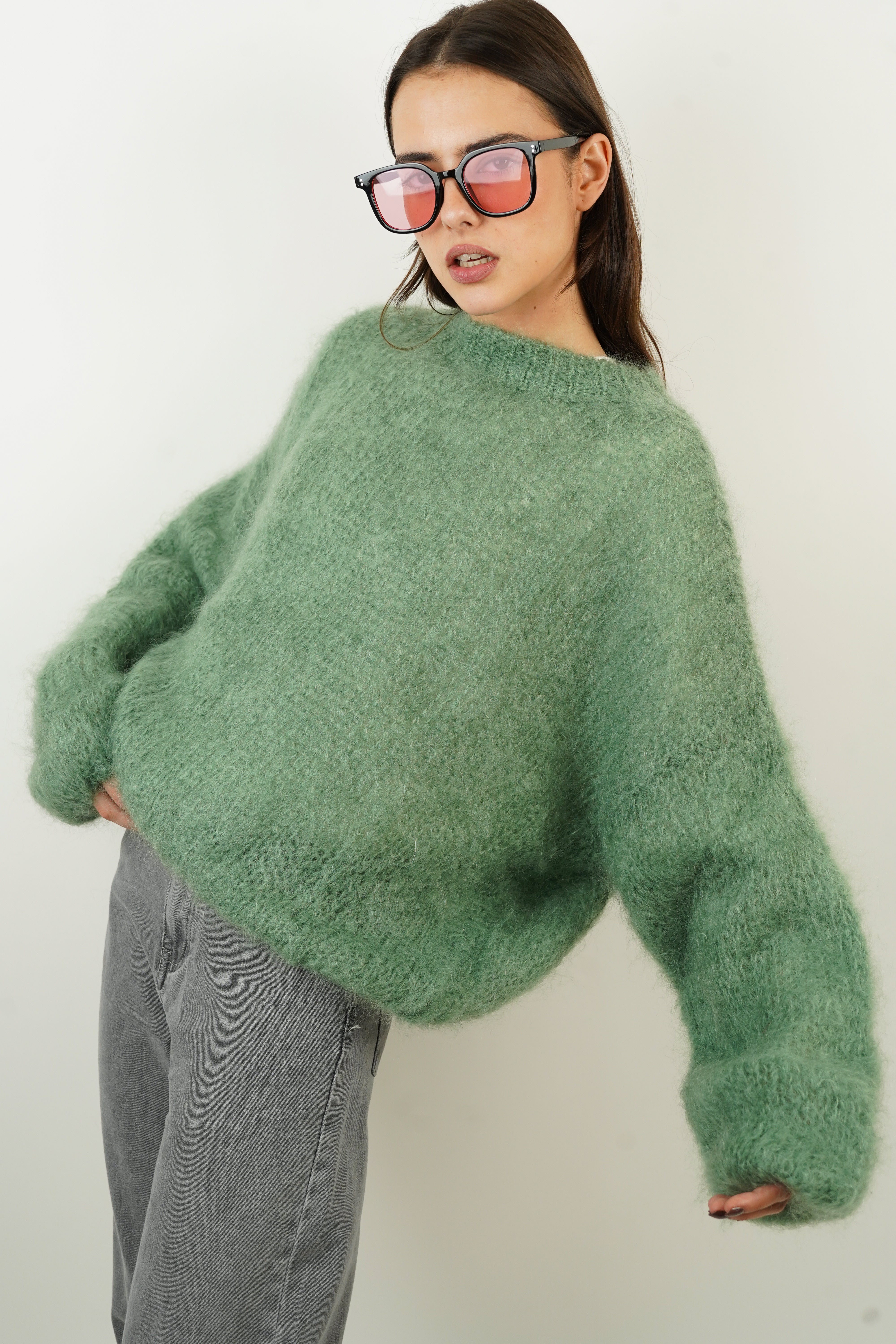 Pull Dina mohair vert