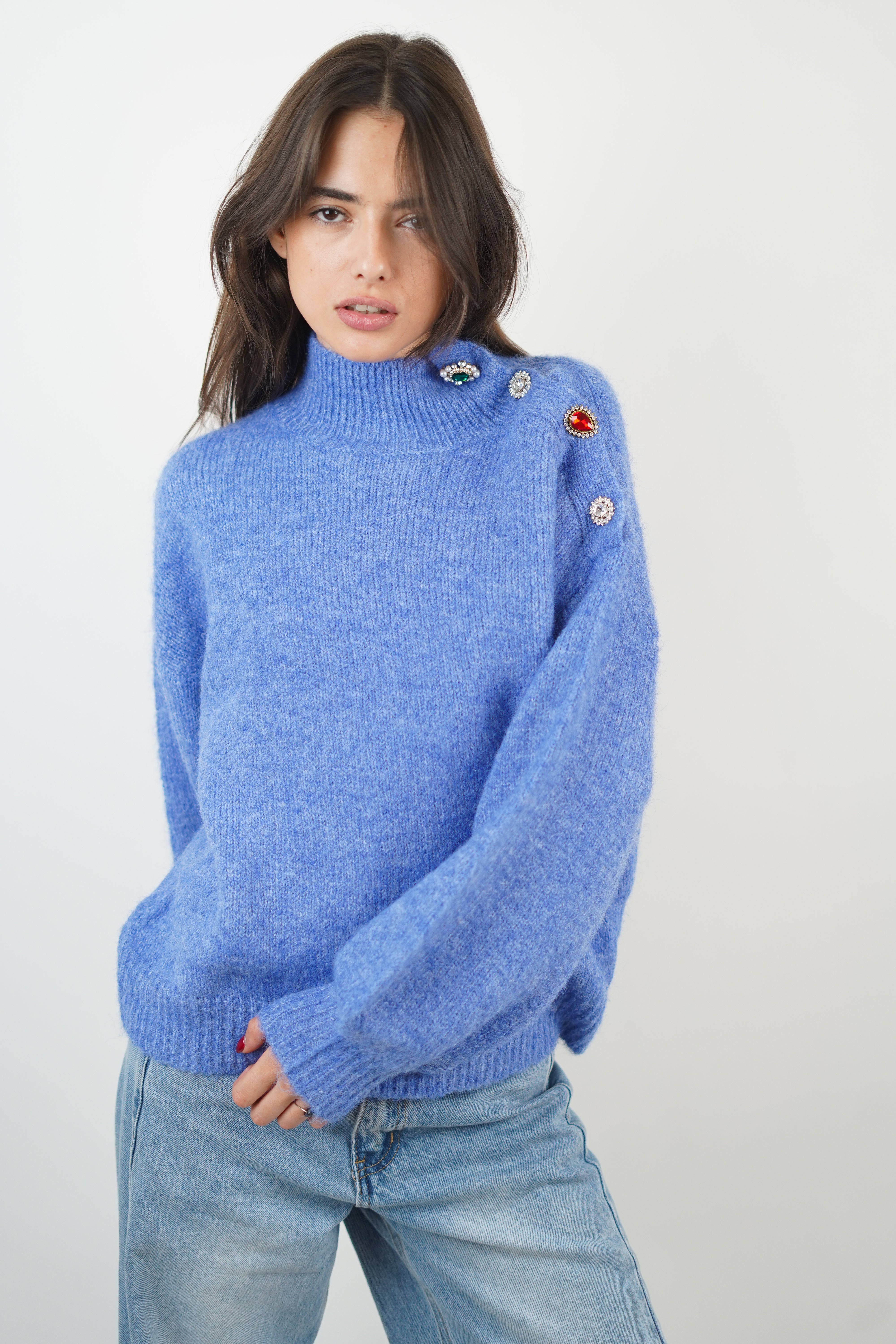 Blauer Dalia-Pullover