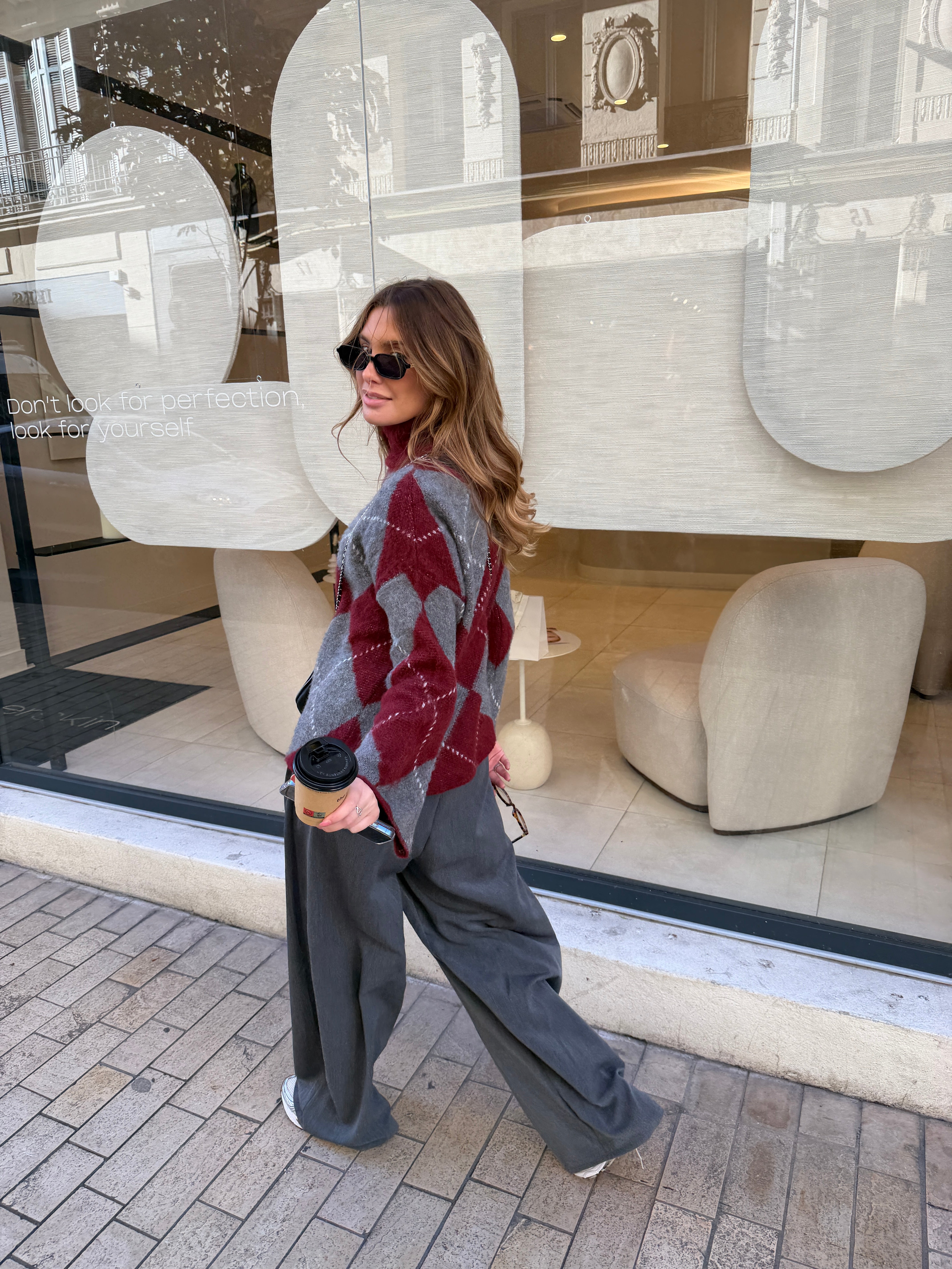 Pull Candice bordeaux et gris