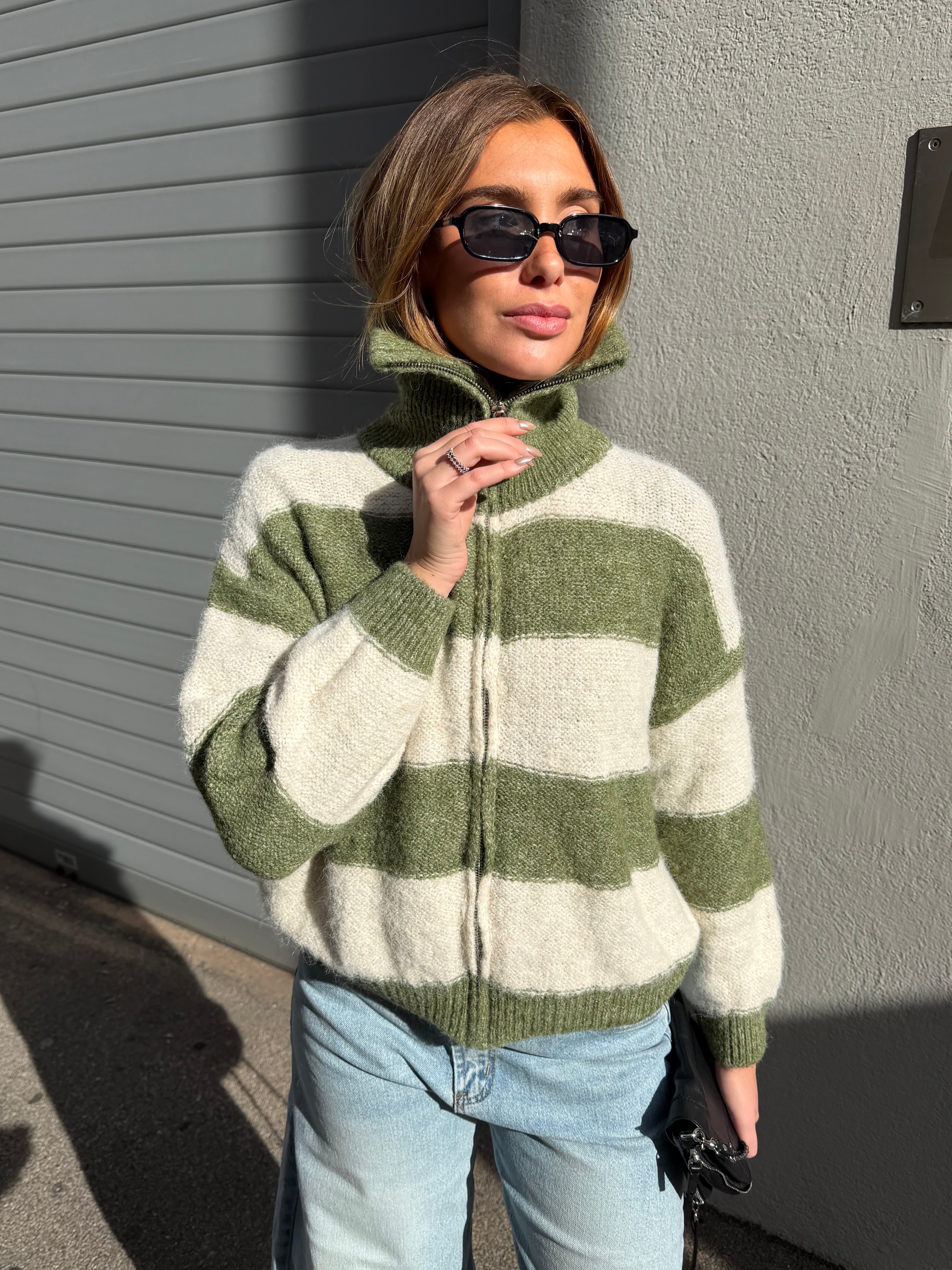 Gilet Gracie vert et crème