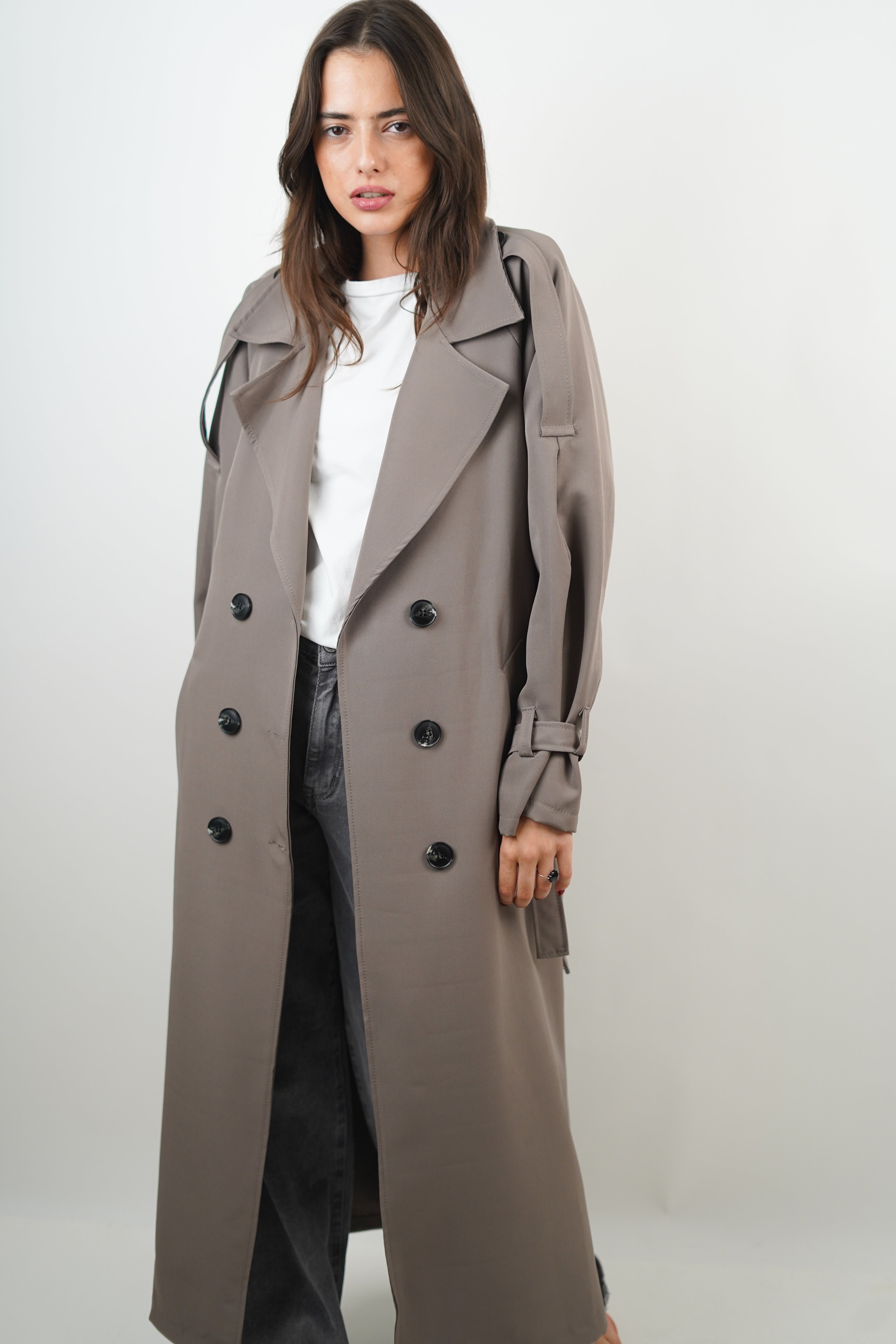 Lola taupefarbener Trenchcoat