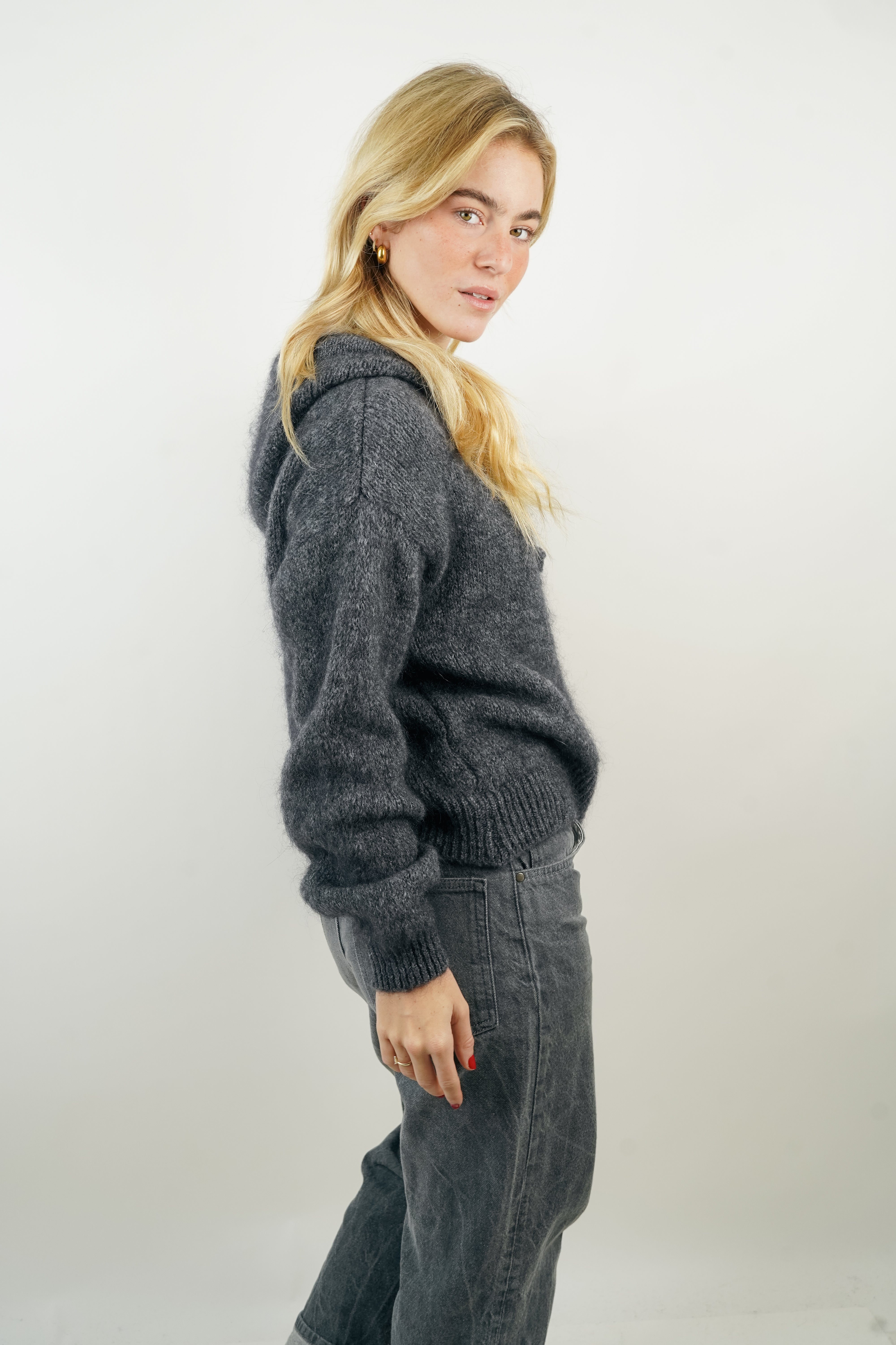 Gilet mohair/laine Amanda anthracite