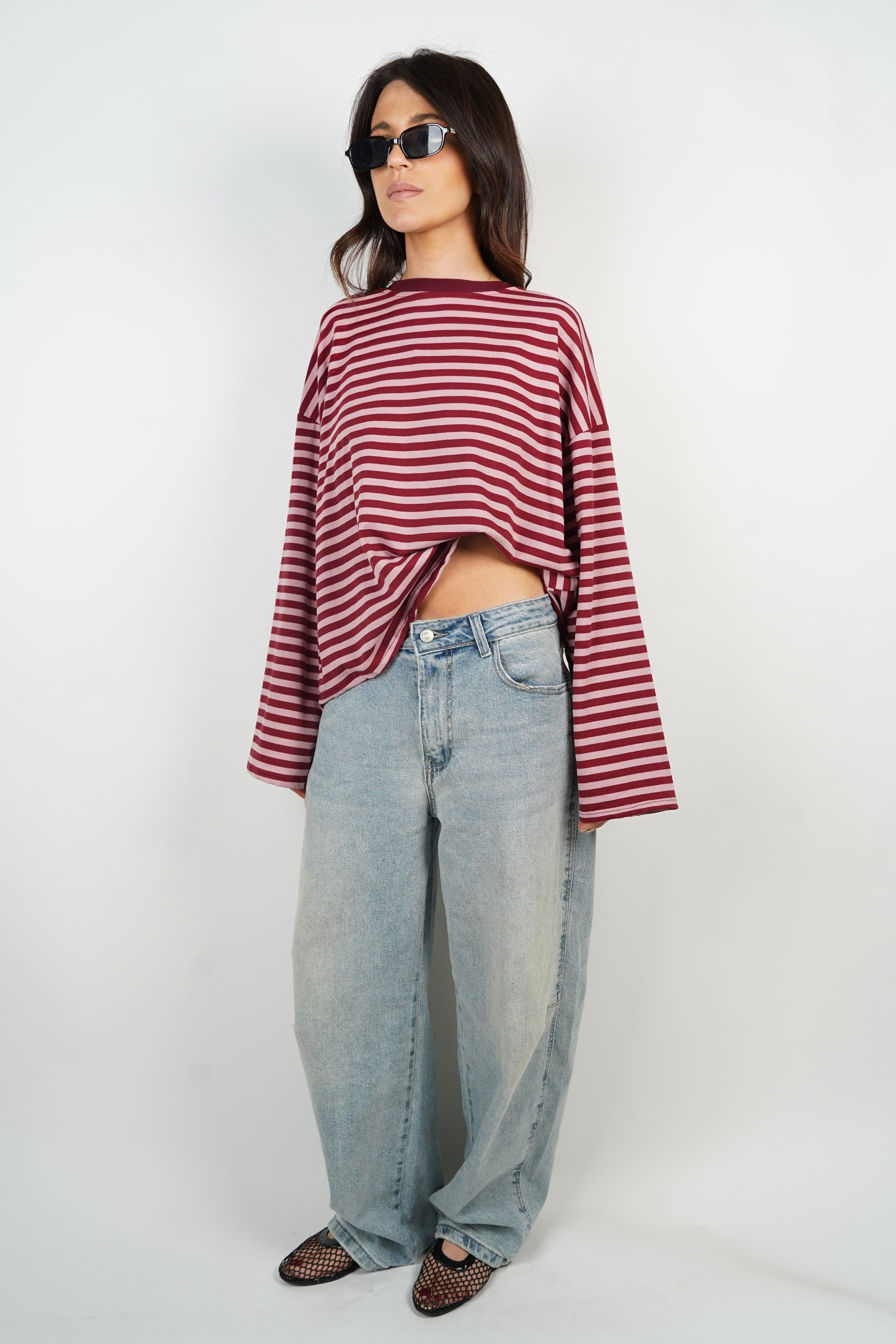 Océane burgundy and pink T-shirt