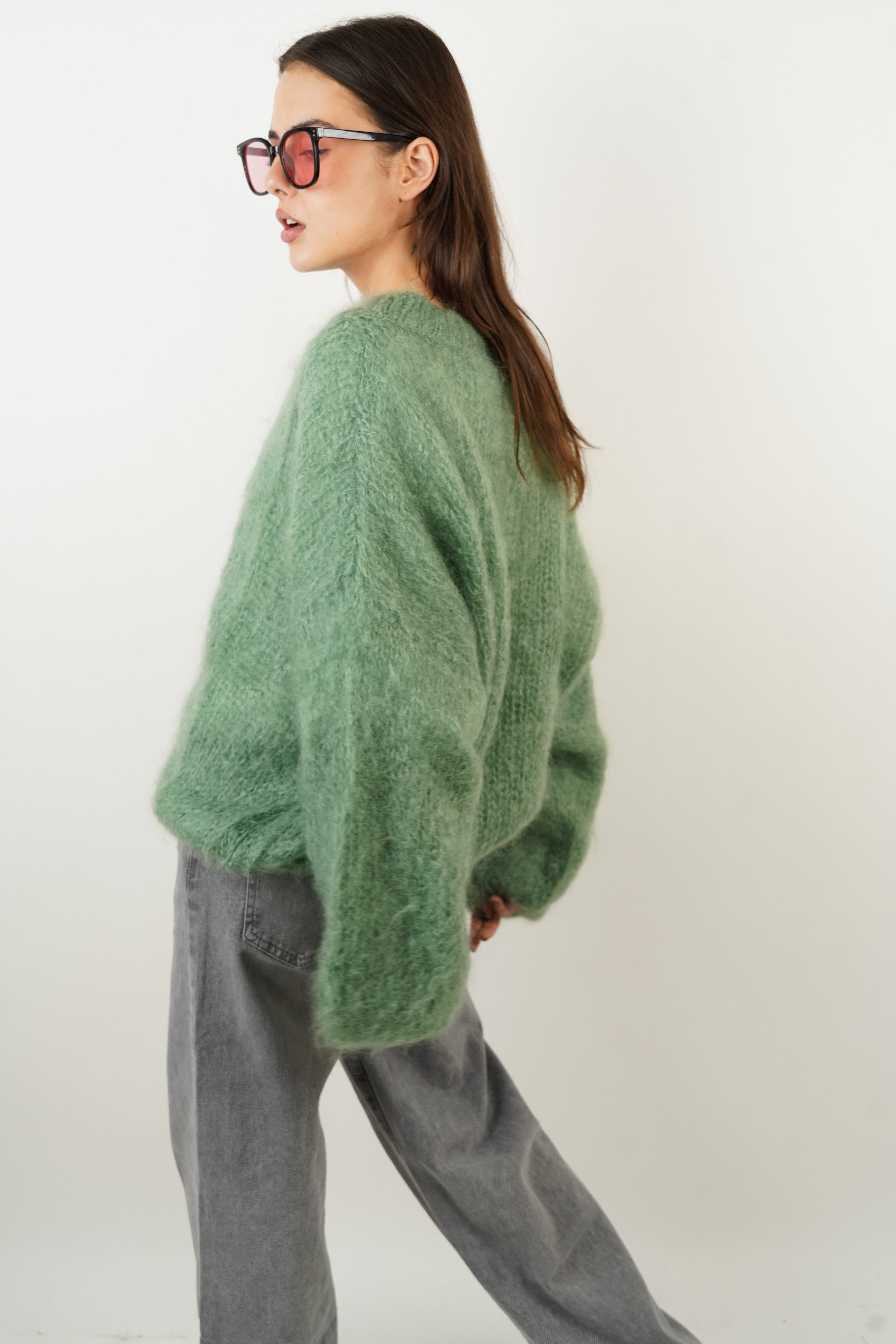 Dina grüner Mohairpullover