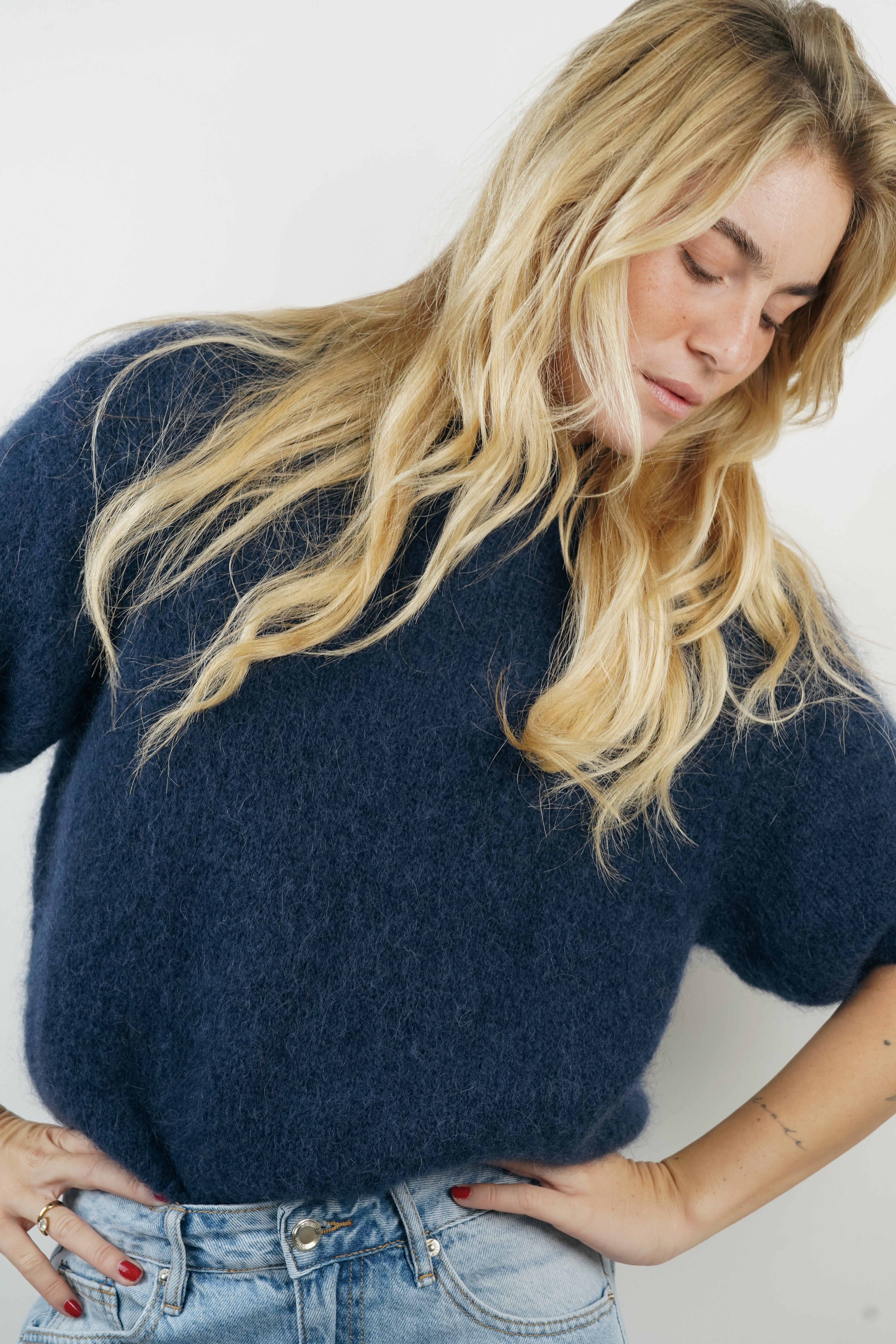 Agathe navy blue mohair/alpaca sweater