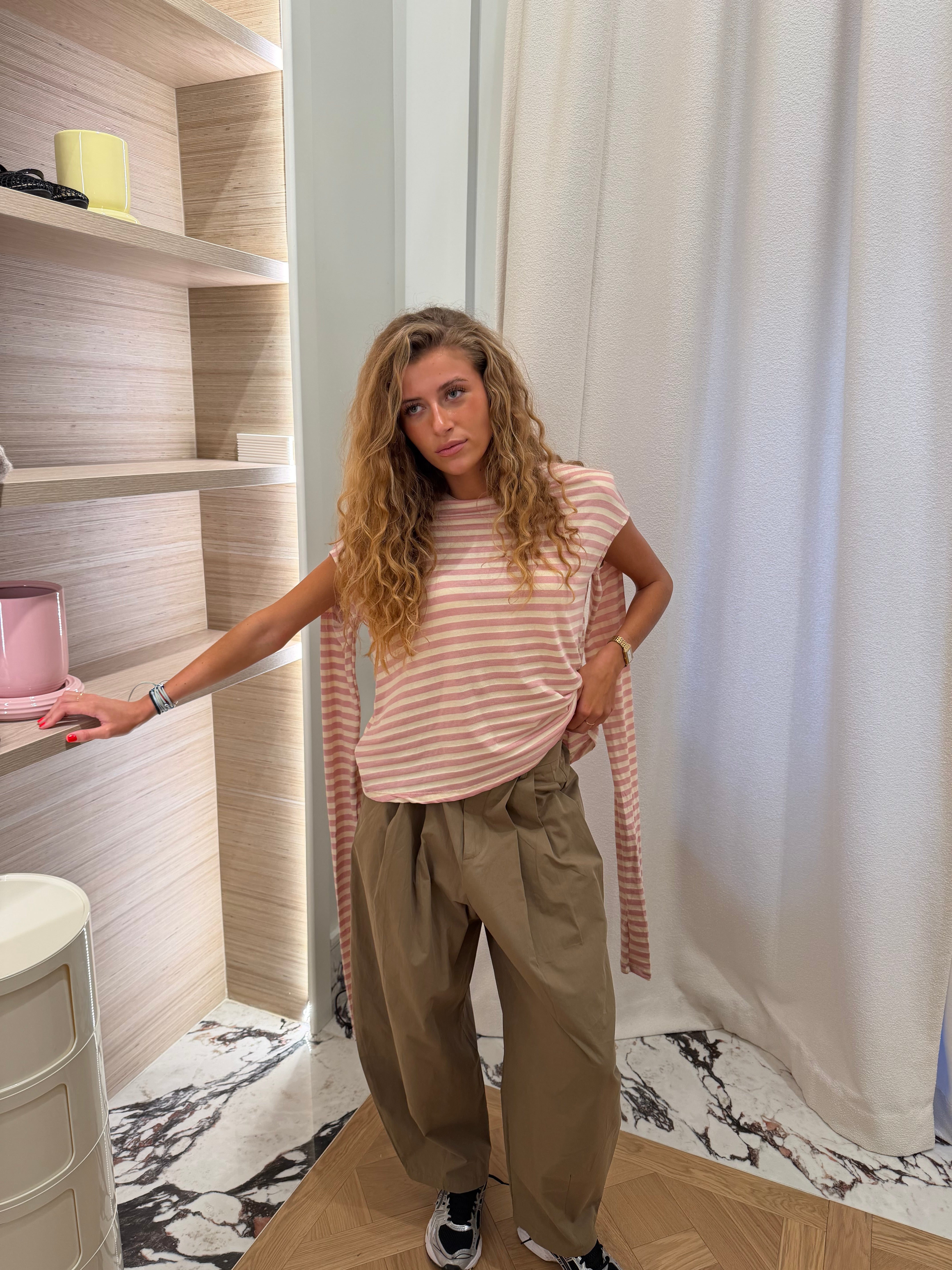 T-Shirt Giulia beige und blassrosa