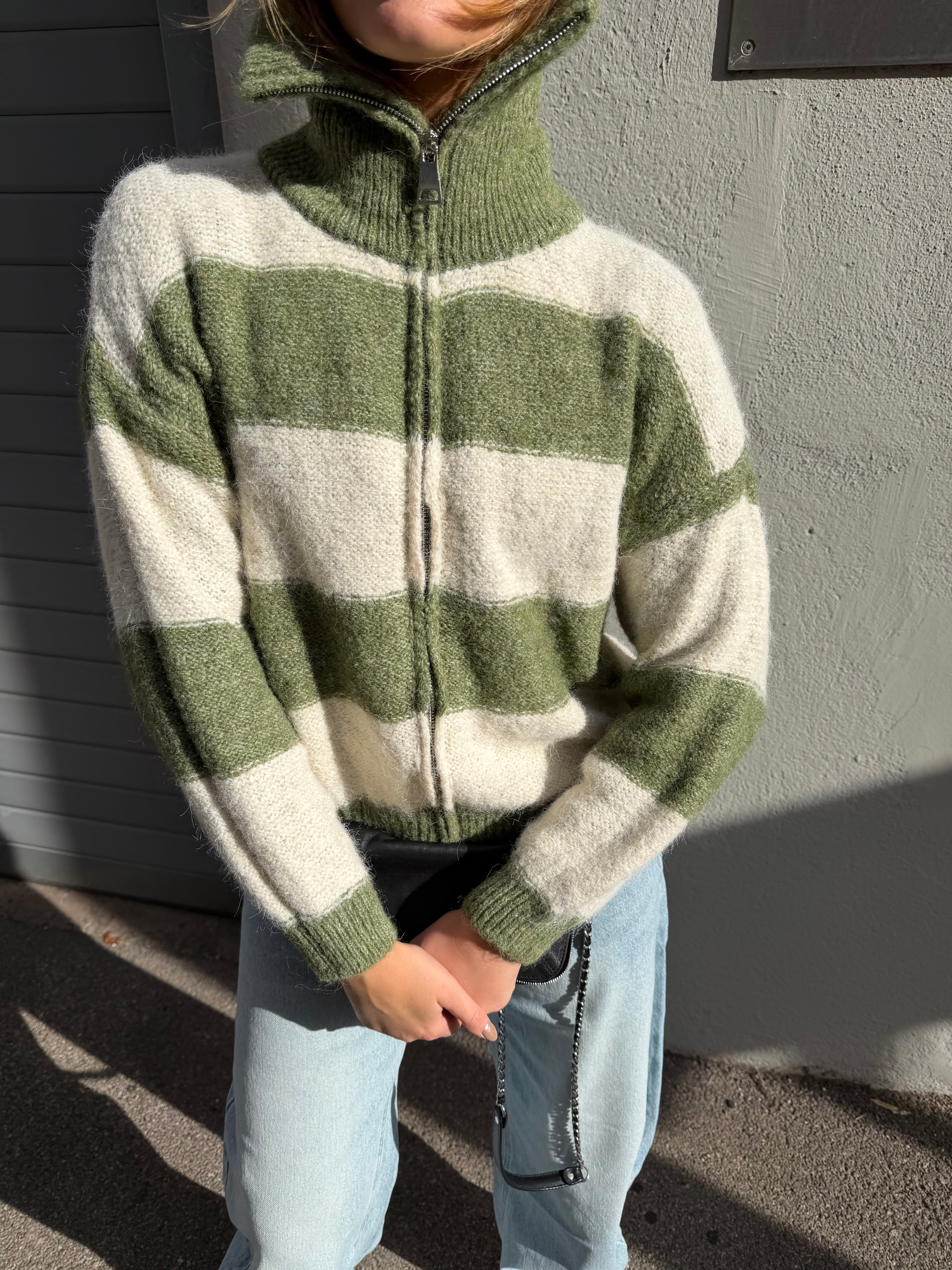 Gilet Gracie vert et crème