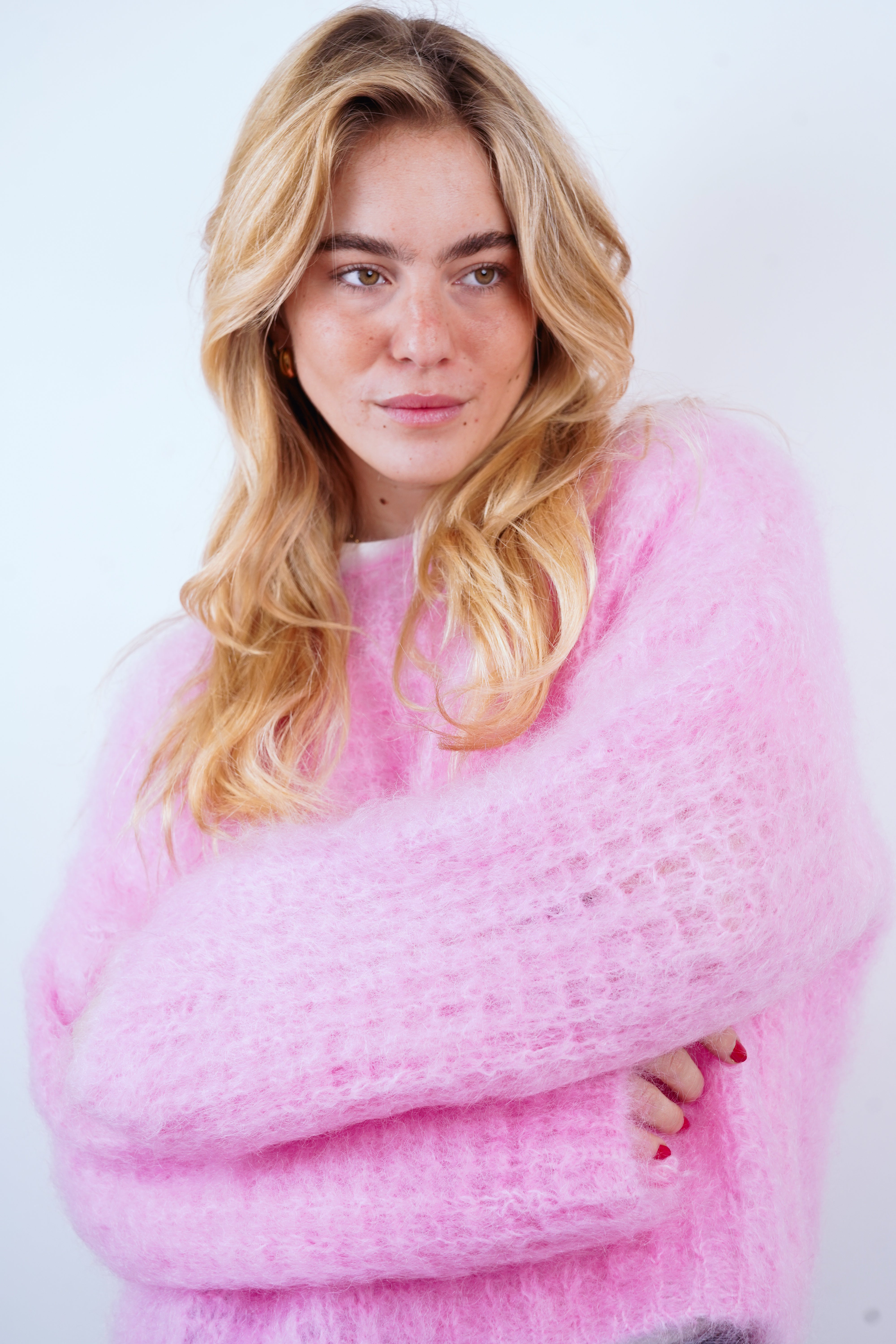 Pull 80% mohair Zoé rose