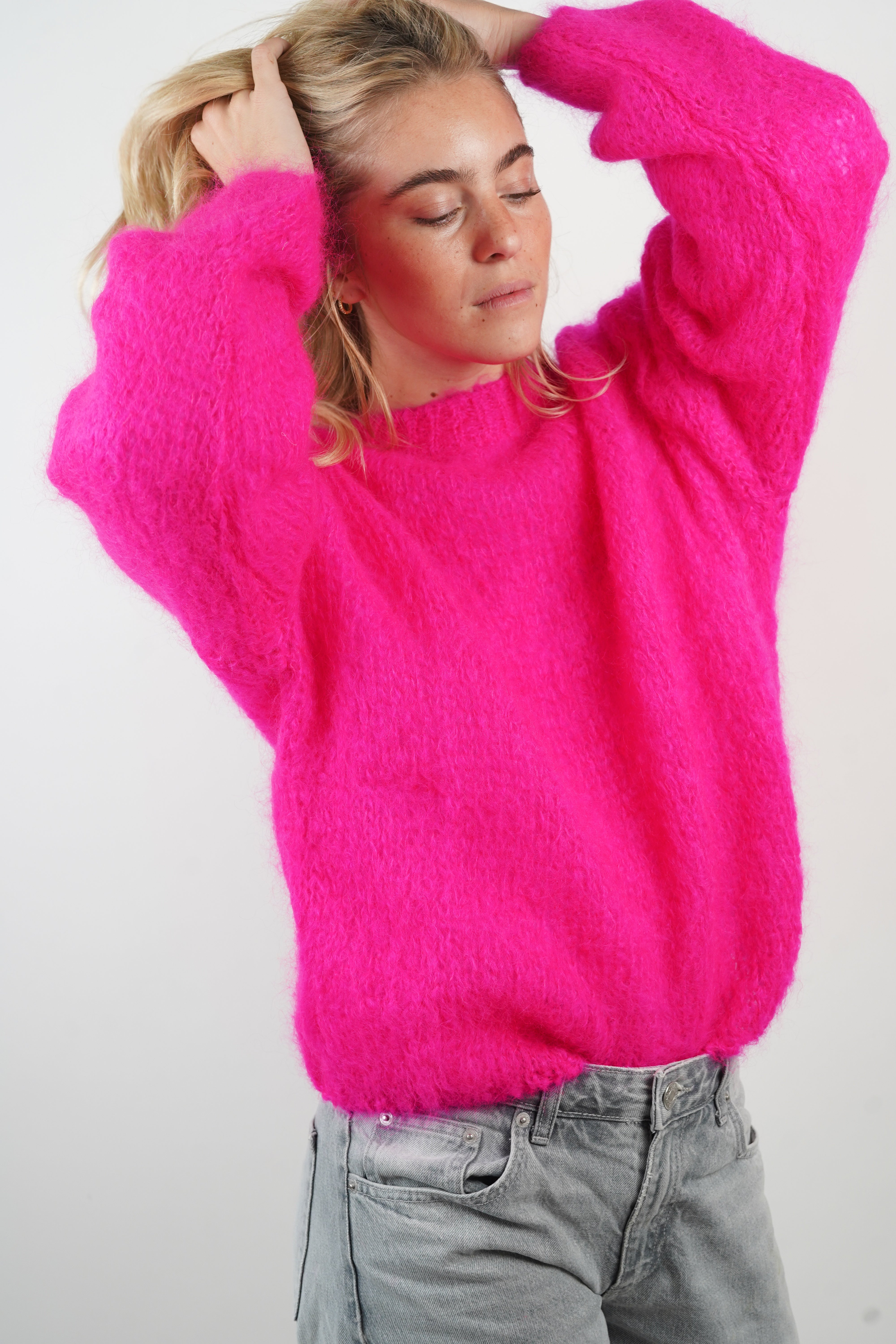 Dina neon pink mohair sweater