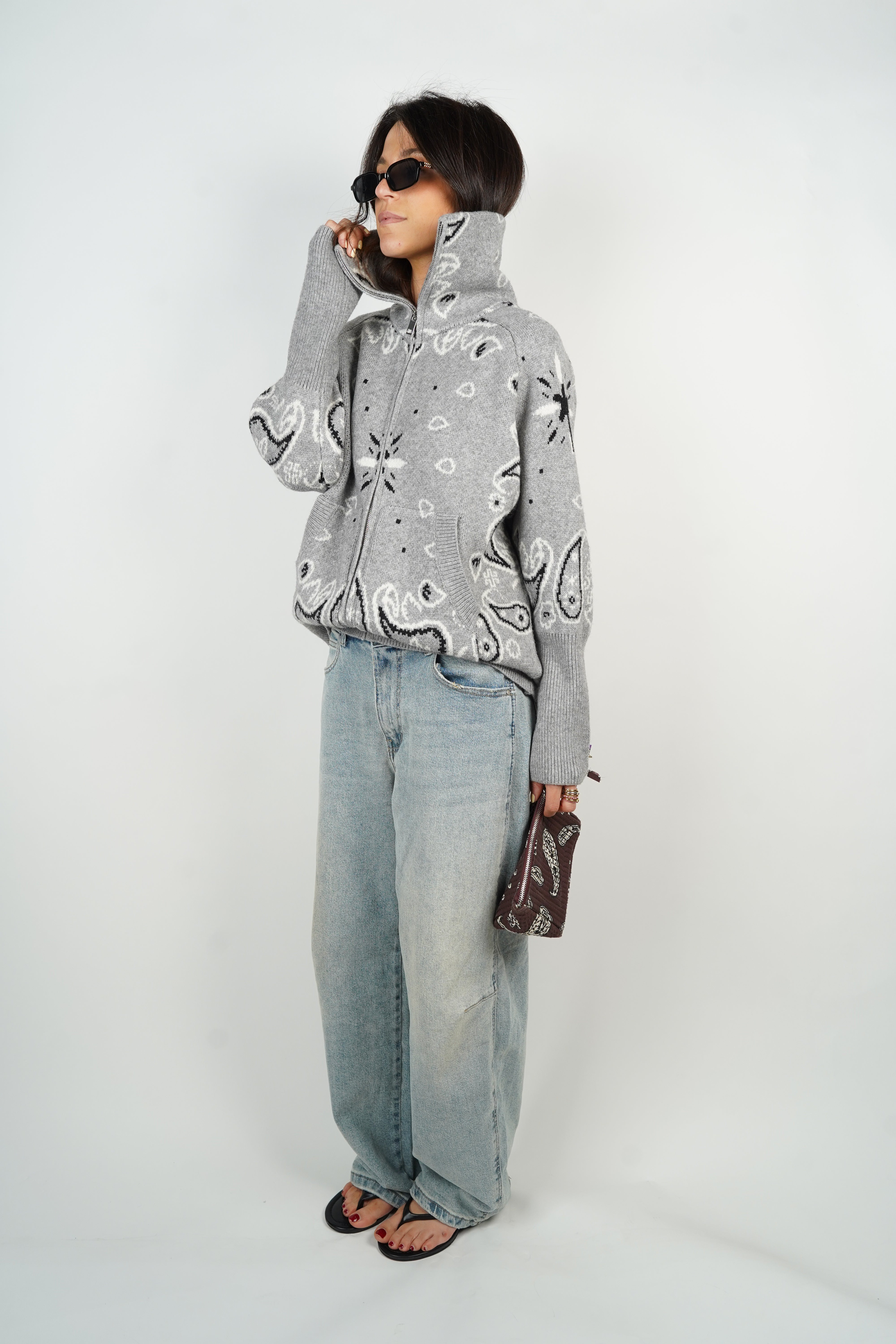 سترة كارلا رمادية