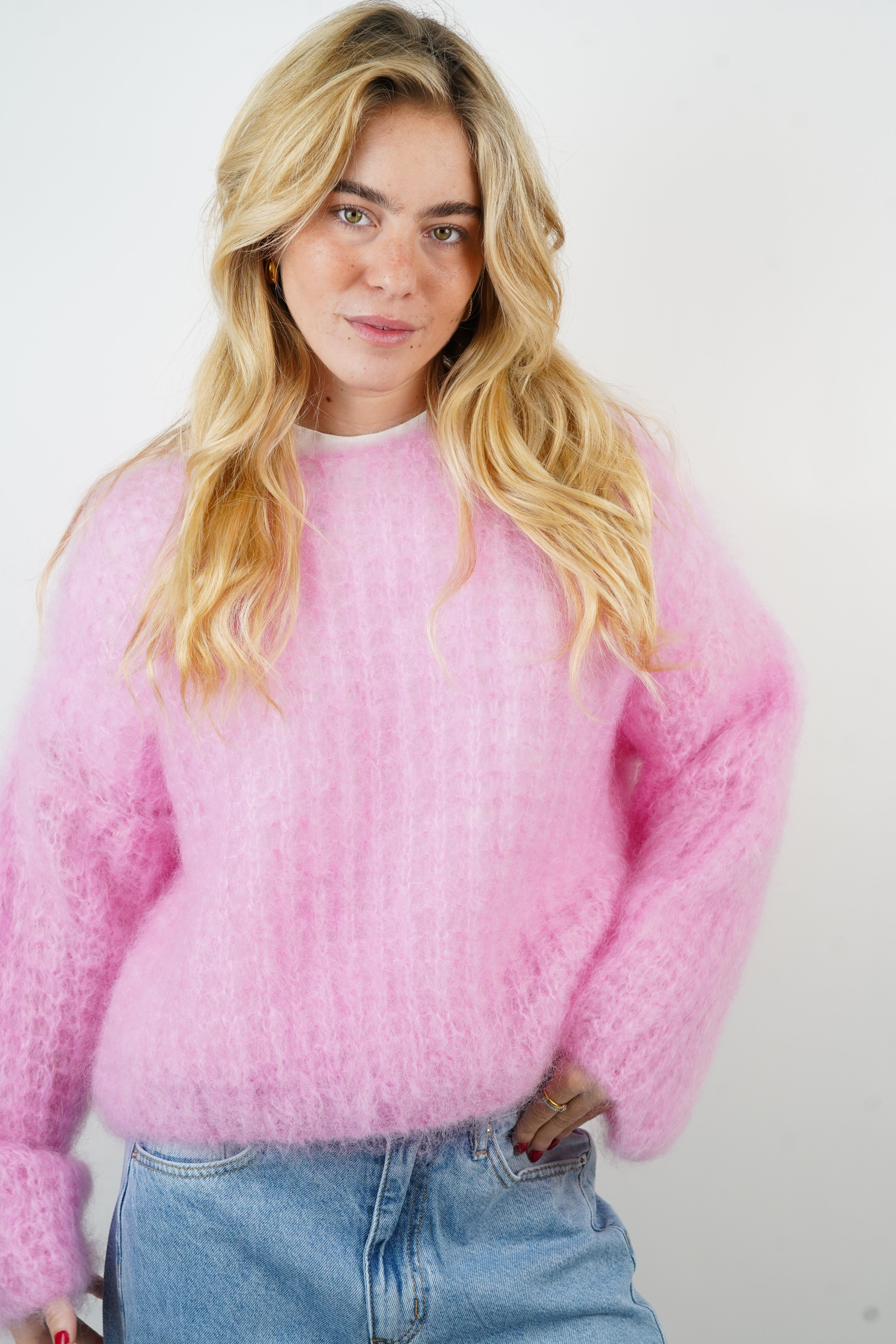 Pull 80% mohair Zoé rose