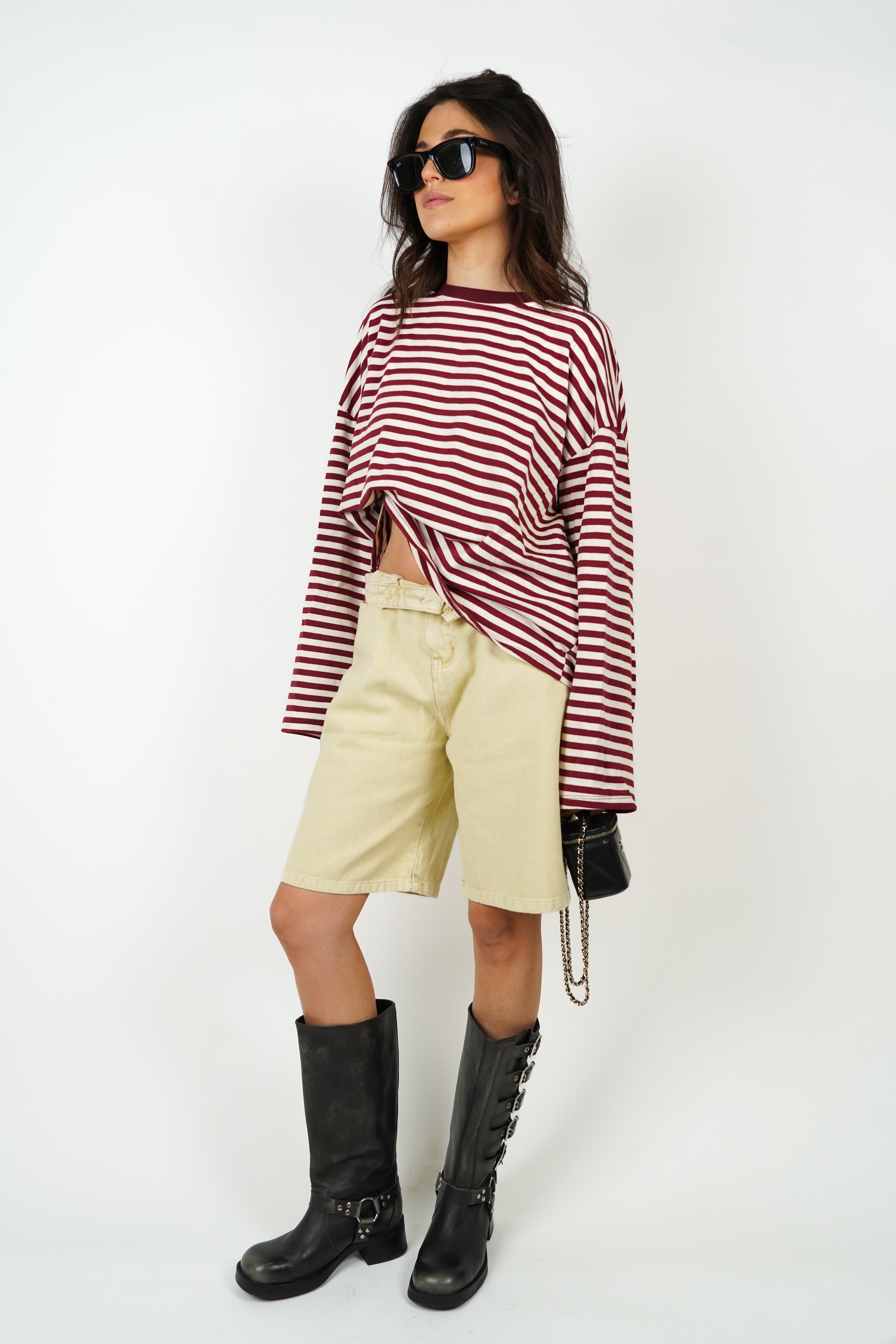 Tee-shirt Océane crème et bordeaux