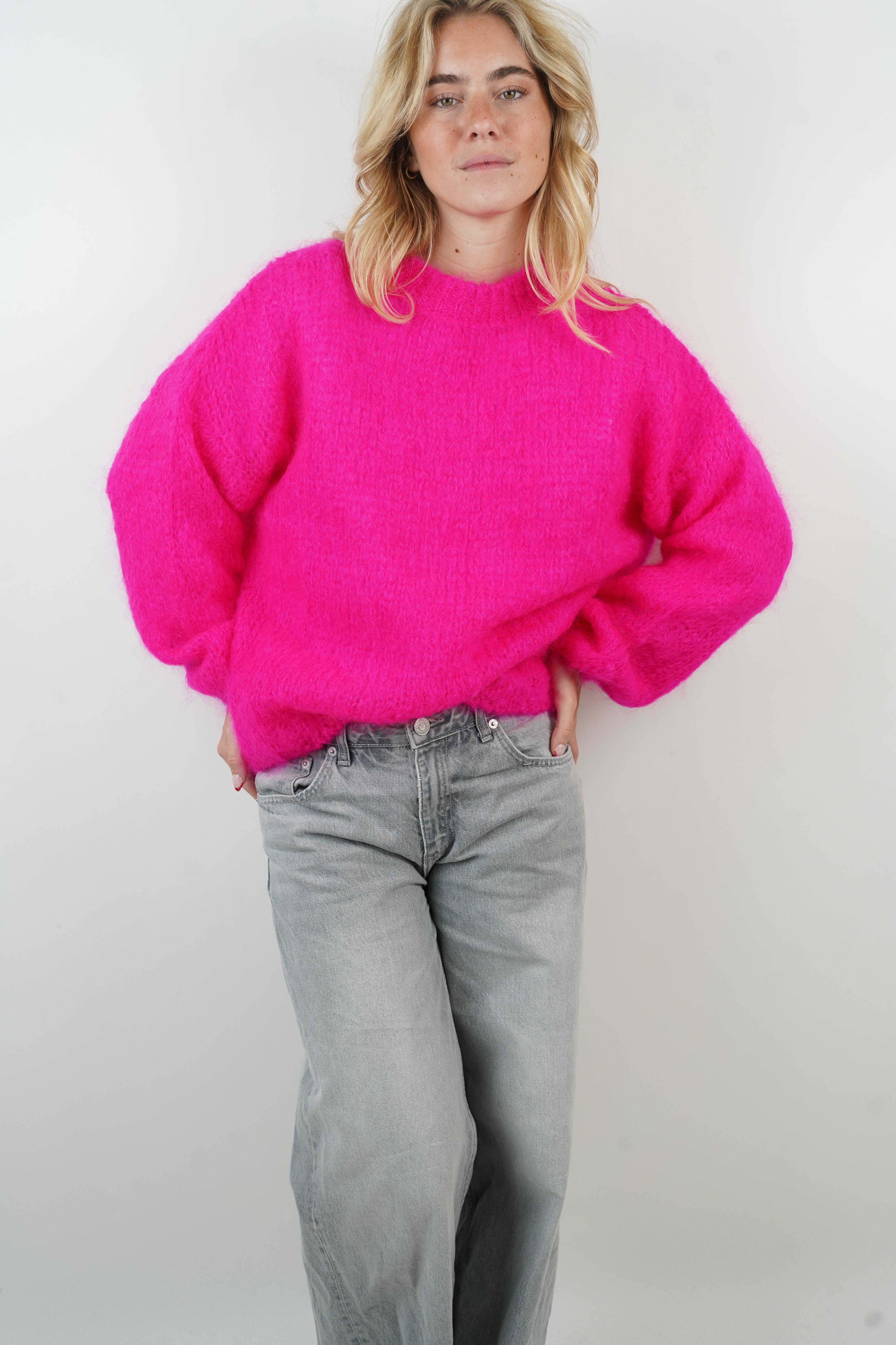 Dina neon pink mohair sweater