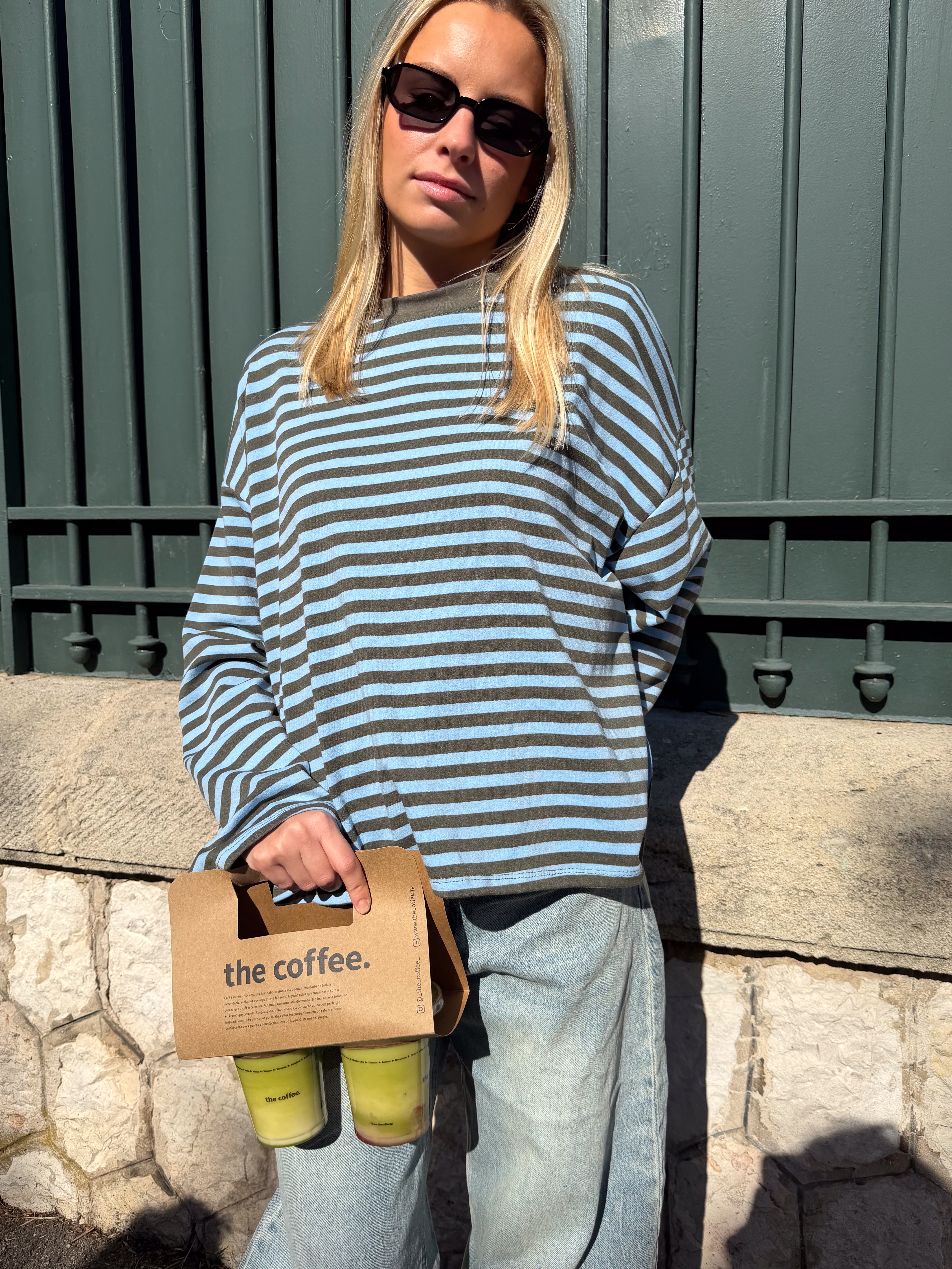 Tee-shirt Océane kaki et bleu