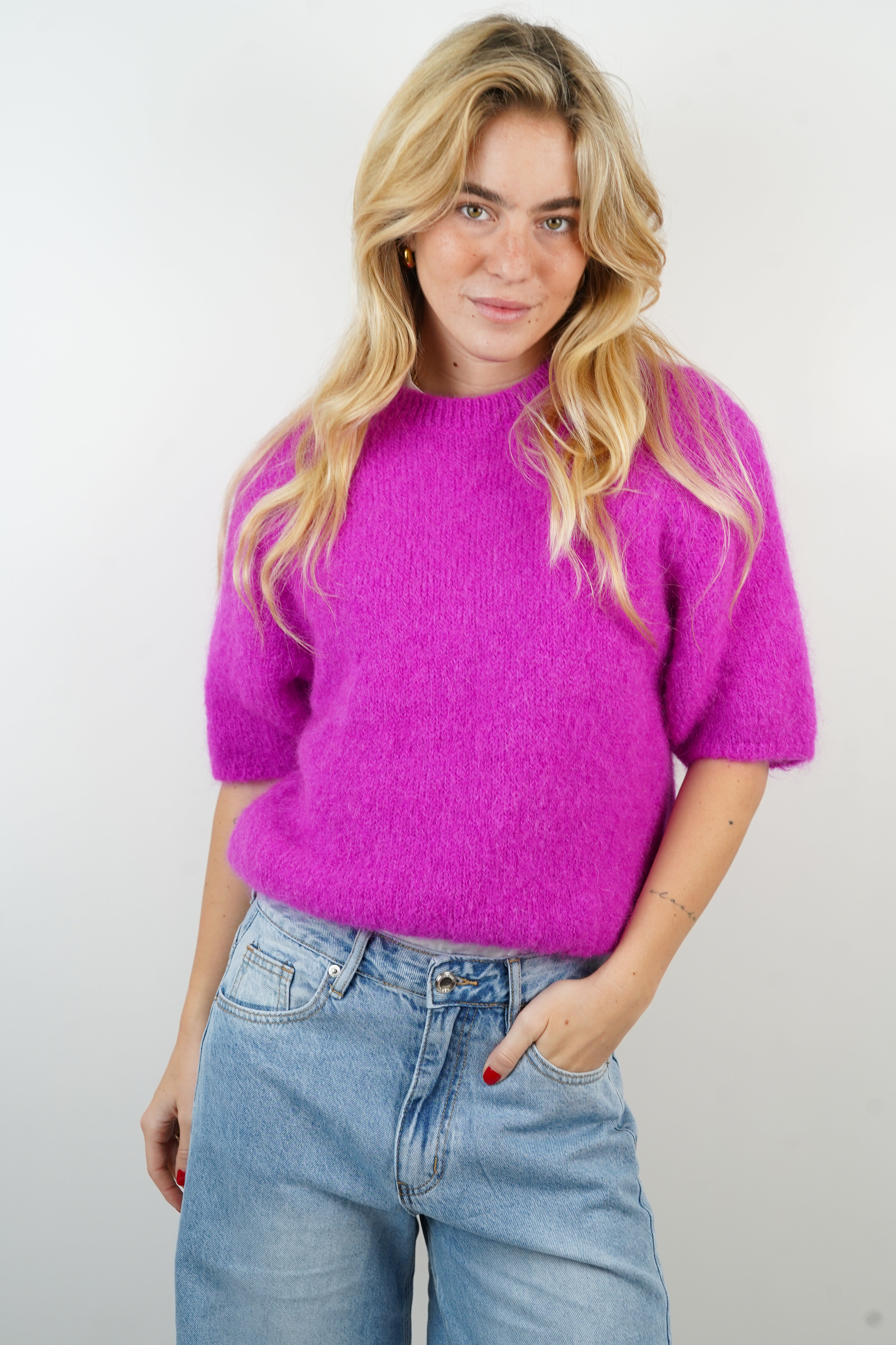 Pull mohair/alpaga Agathe violet