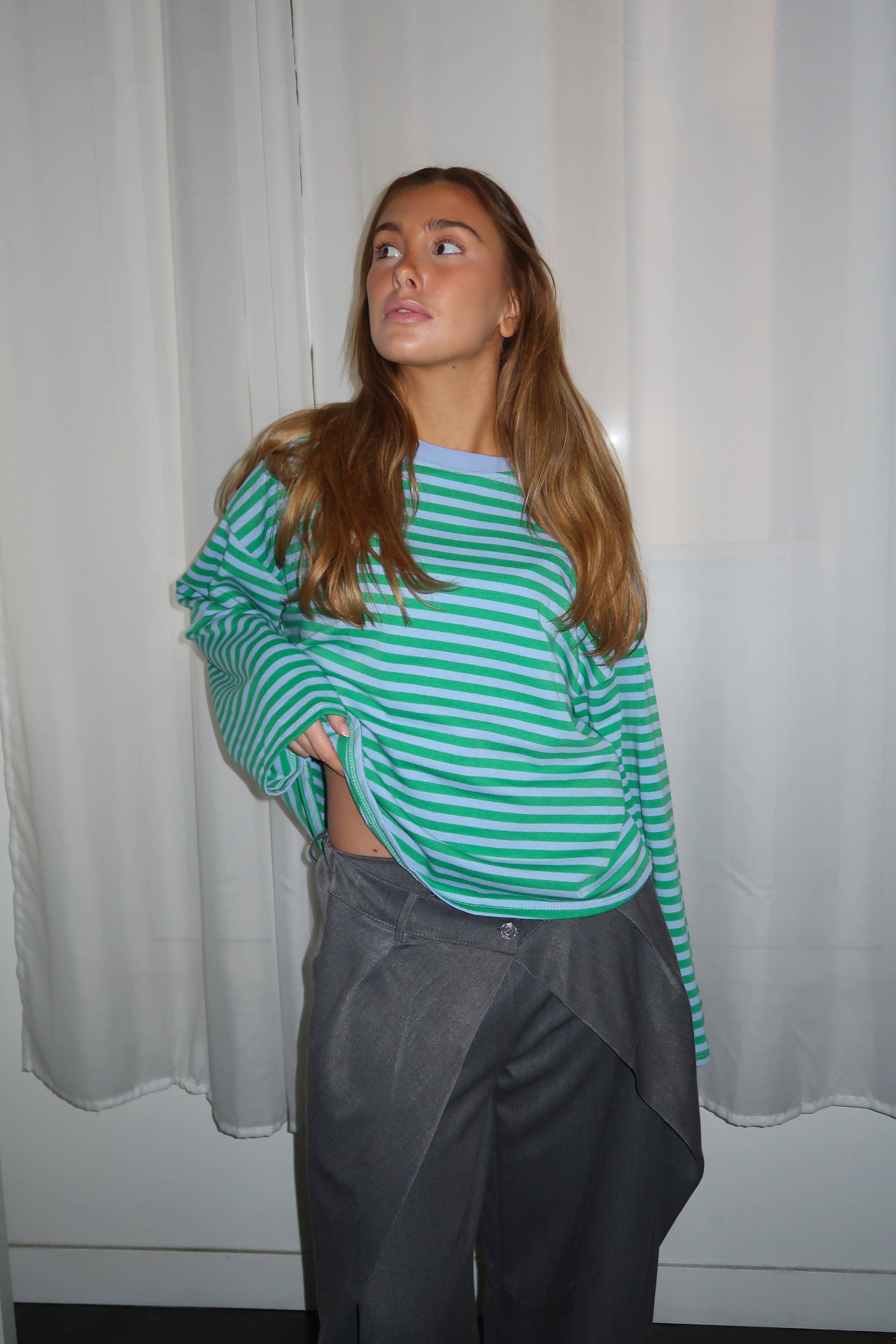 Océane green and light blue t-shirt