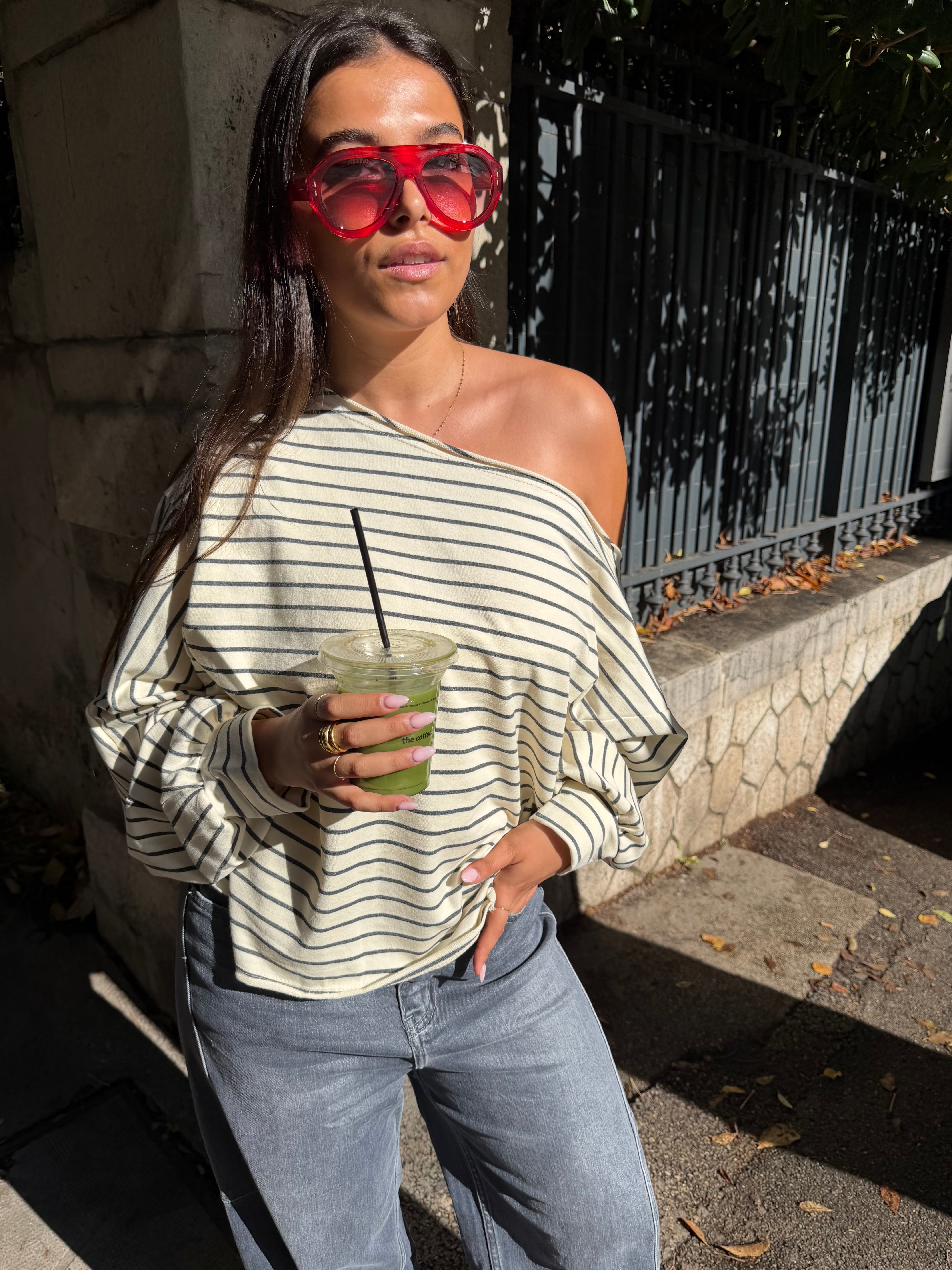 Juliette gray striped T-shirt