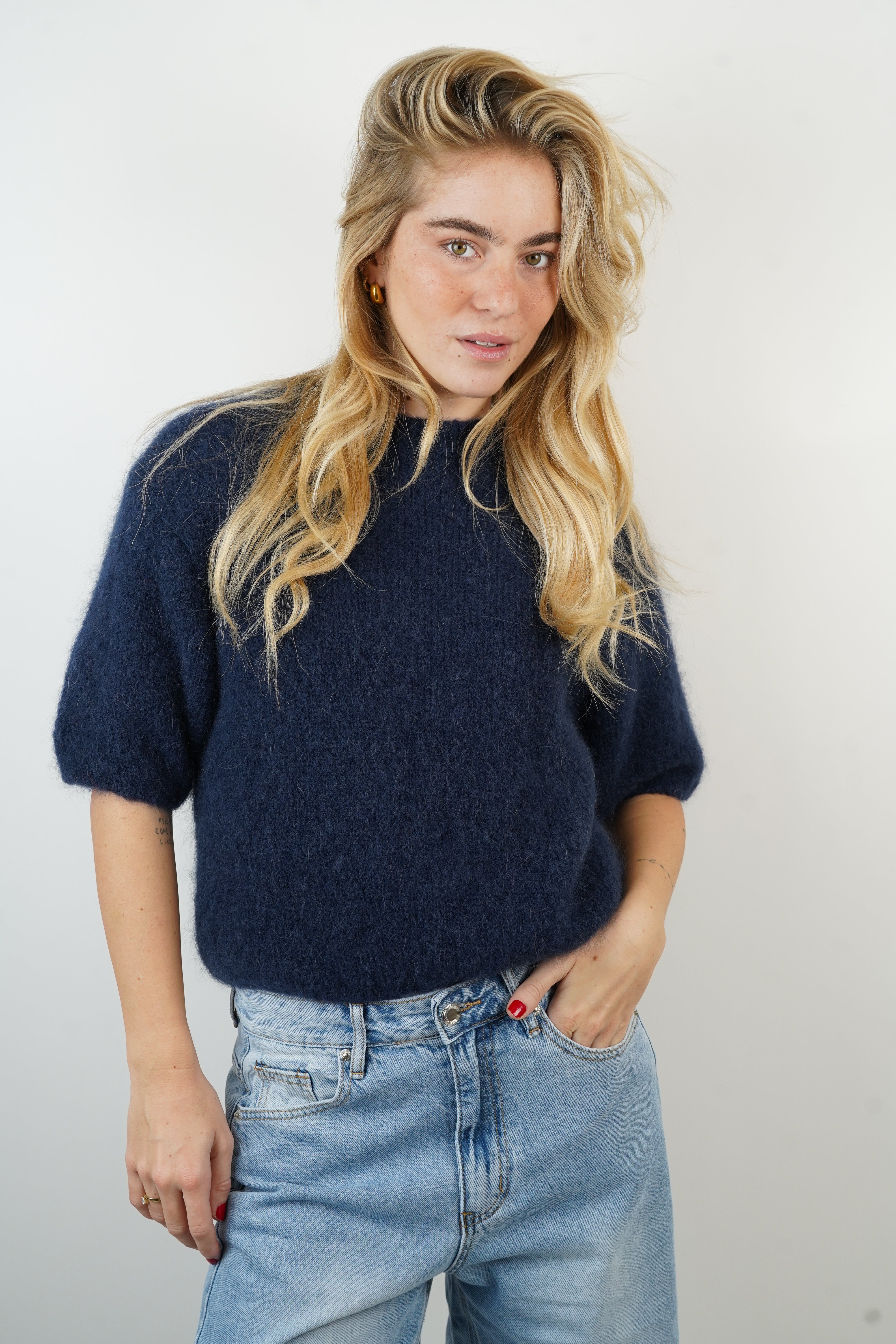 Agathe navy blue mohair/alpaca sweater