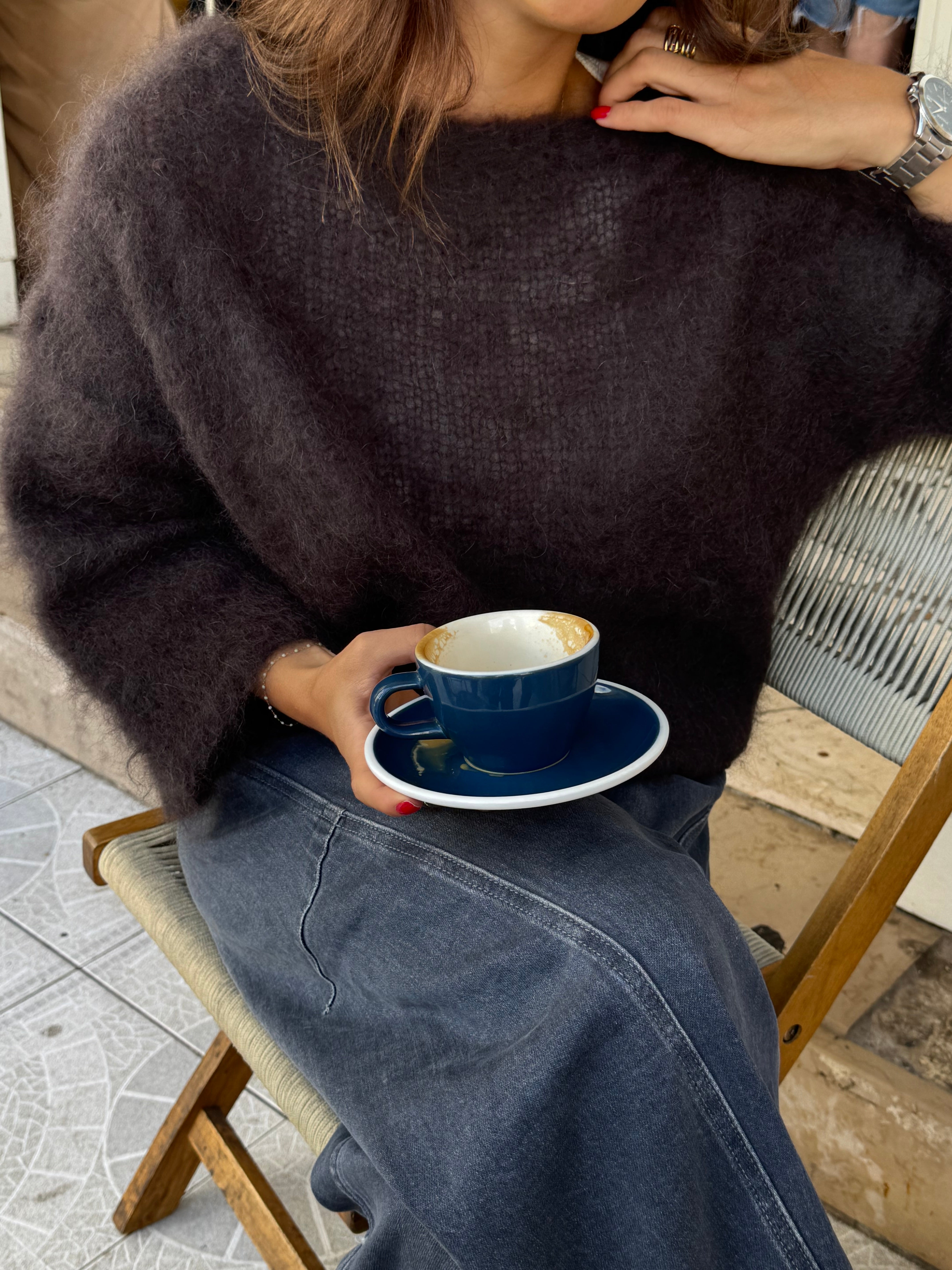 Pull 80% Mohair Jodie marron