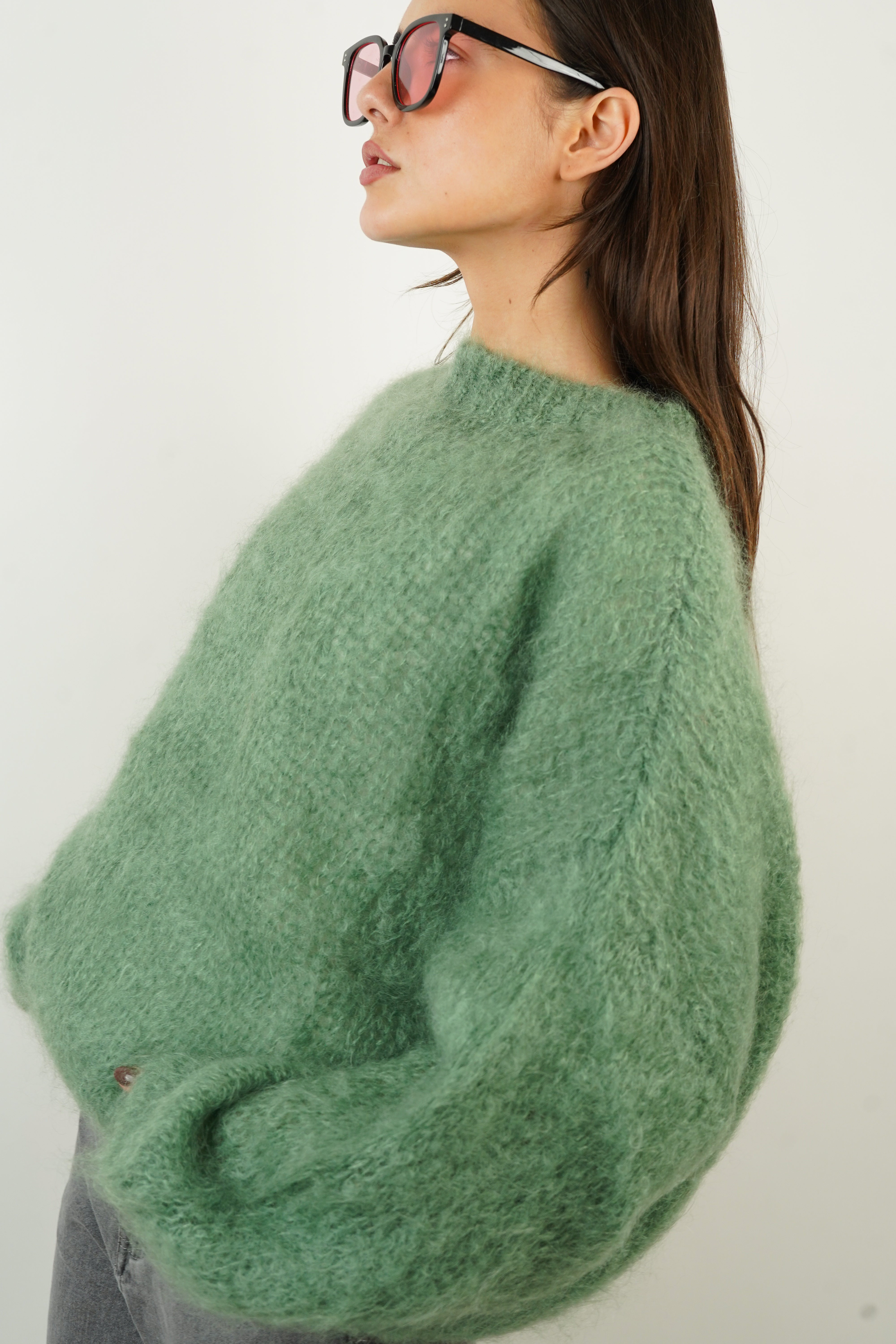 Dina grüner Mohairpullover