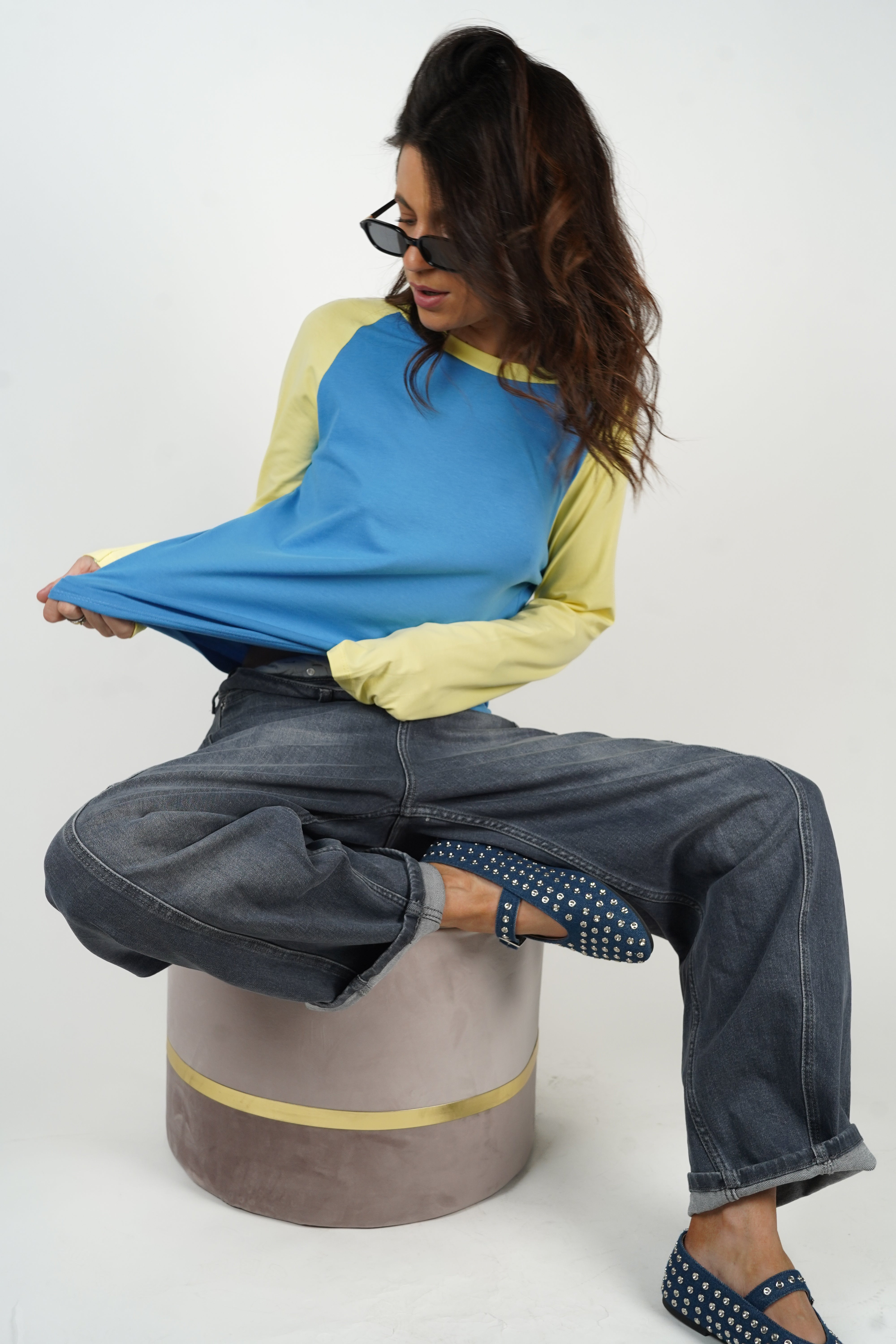 Tee-shirt Léa bleu et jaune