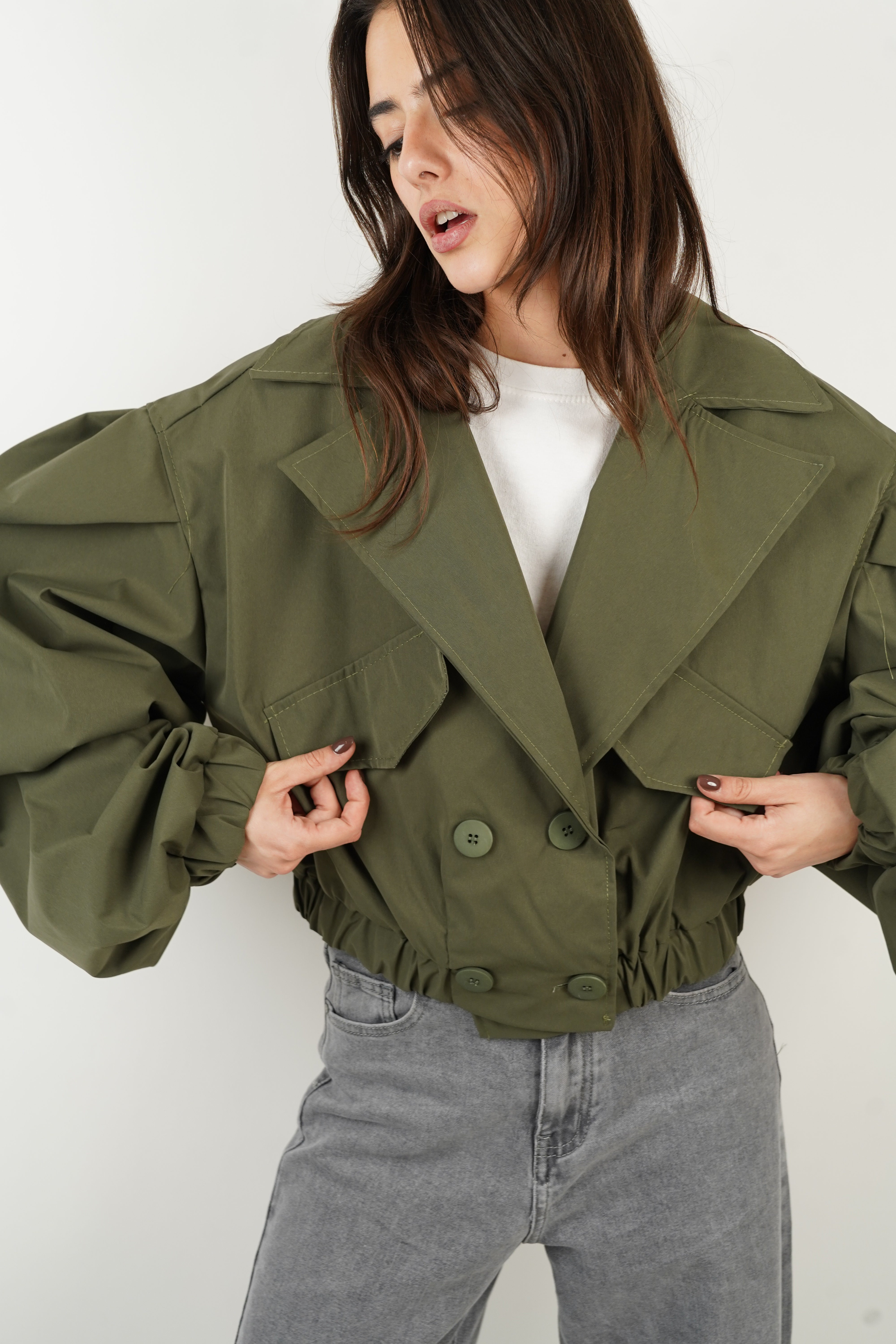 Yaelle khaki trench coat