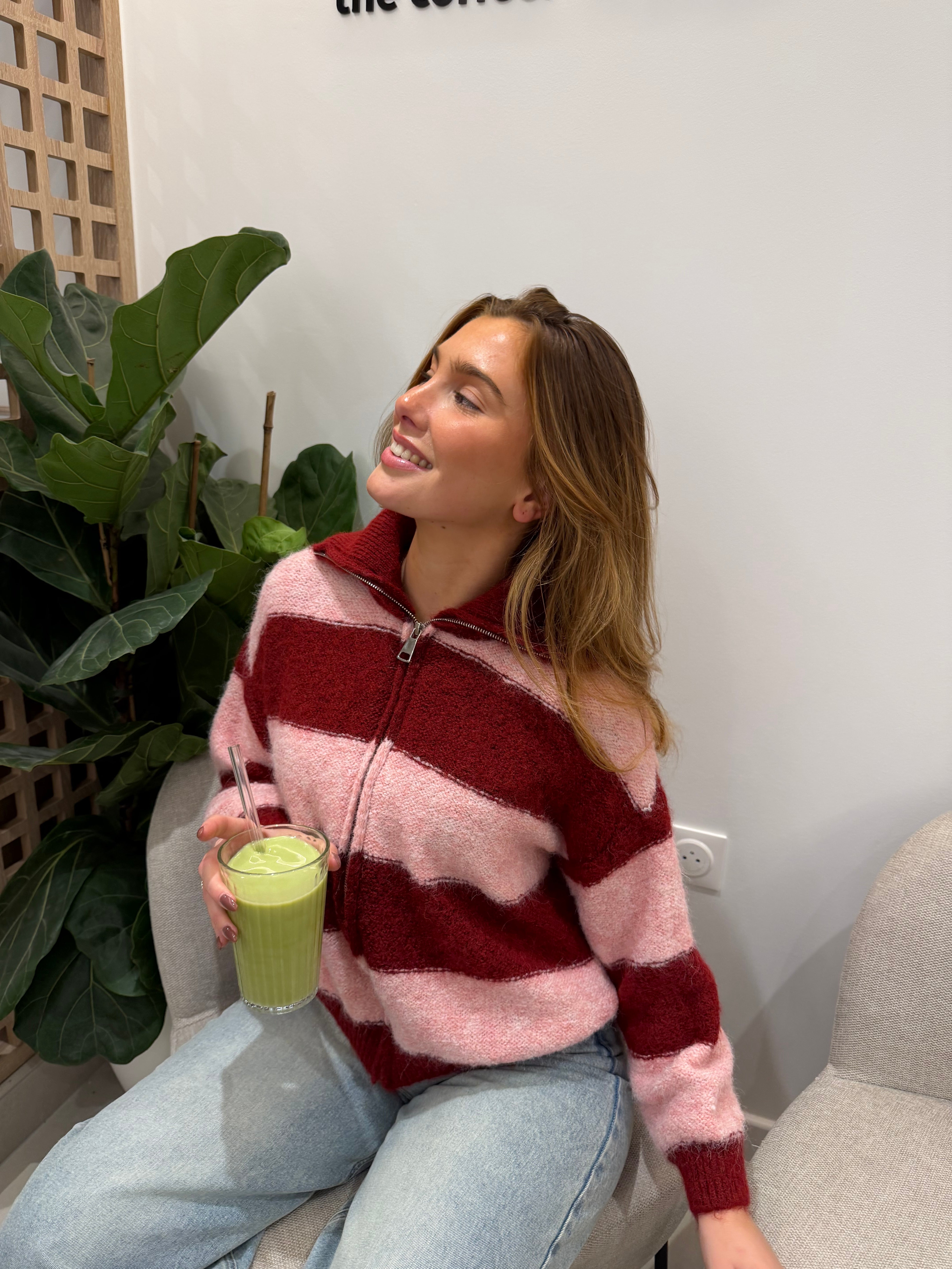 Gilet Gracie rose et bordeaux