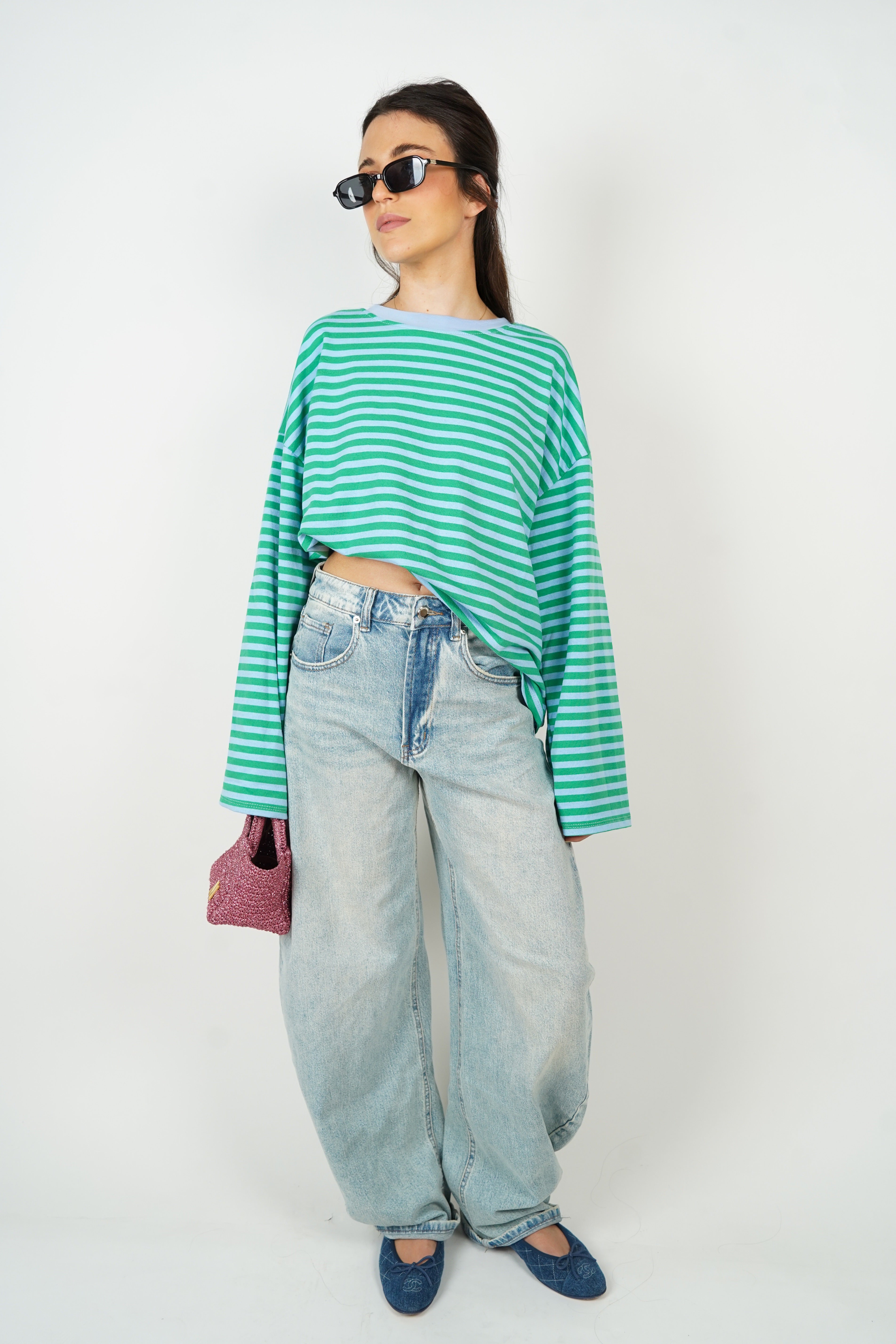 قميص تي شيرت أوشيان أخضر وأزرق فاتح