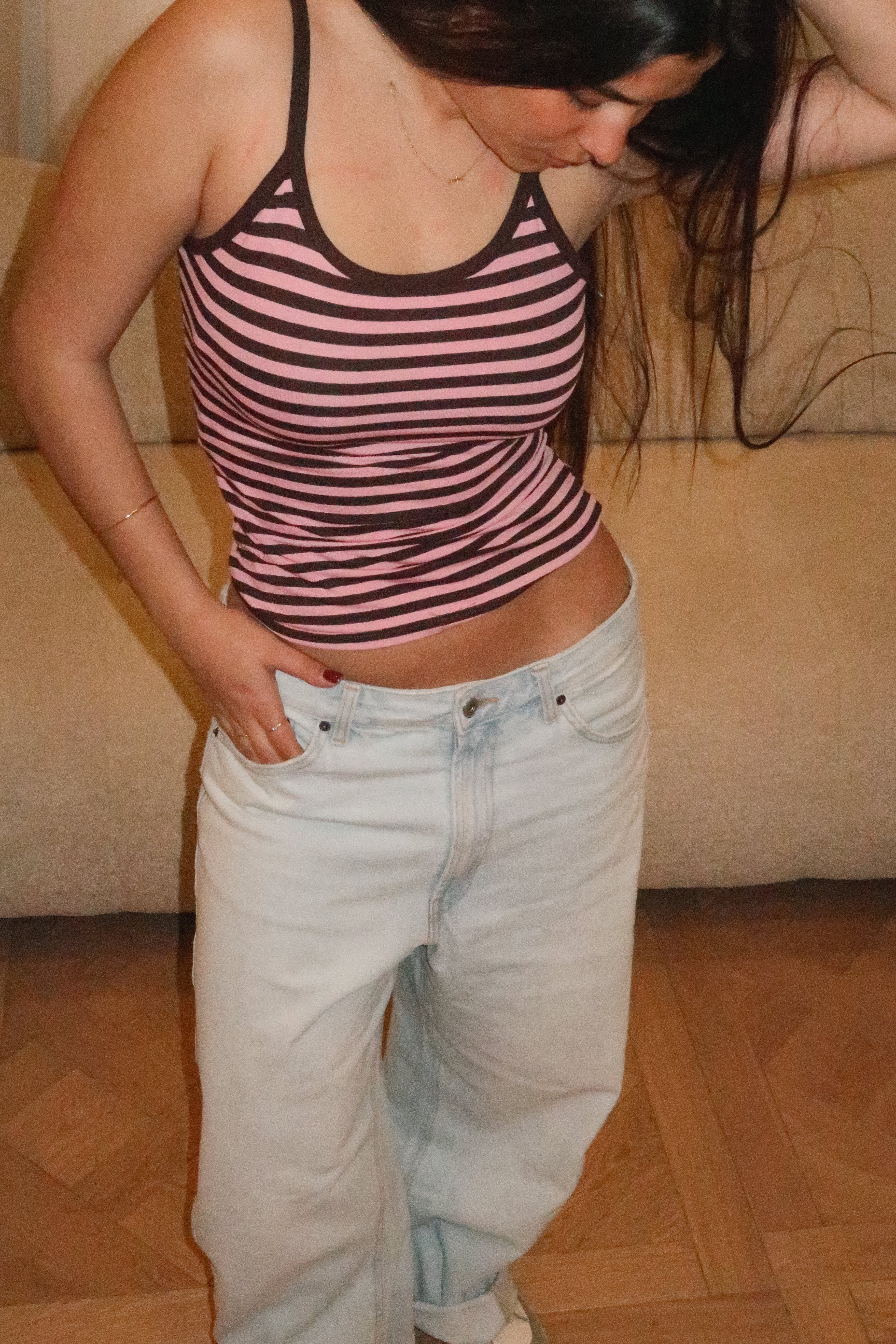 Robyn pink and brown tank top