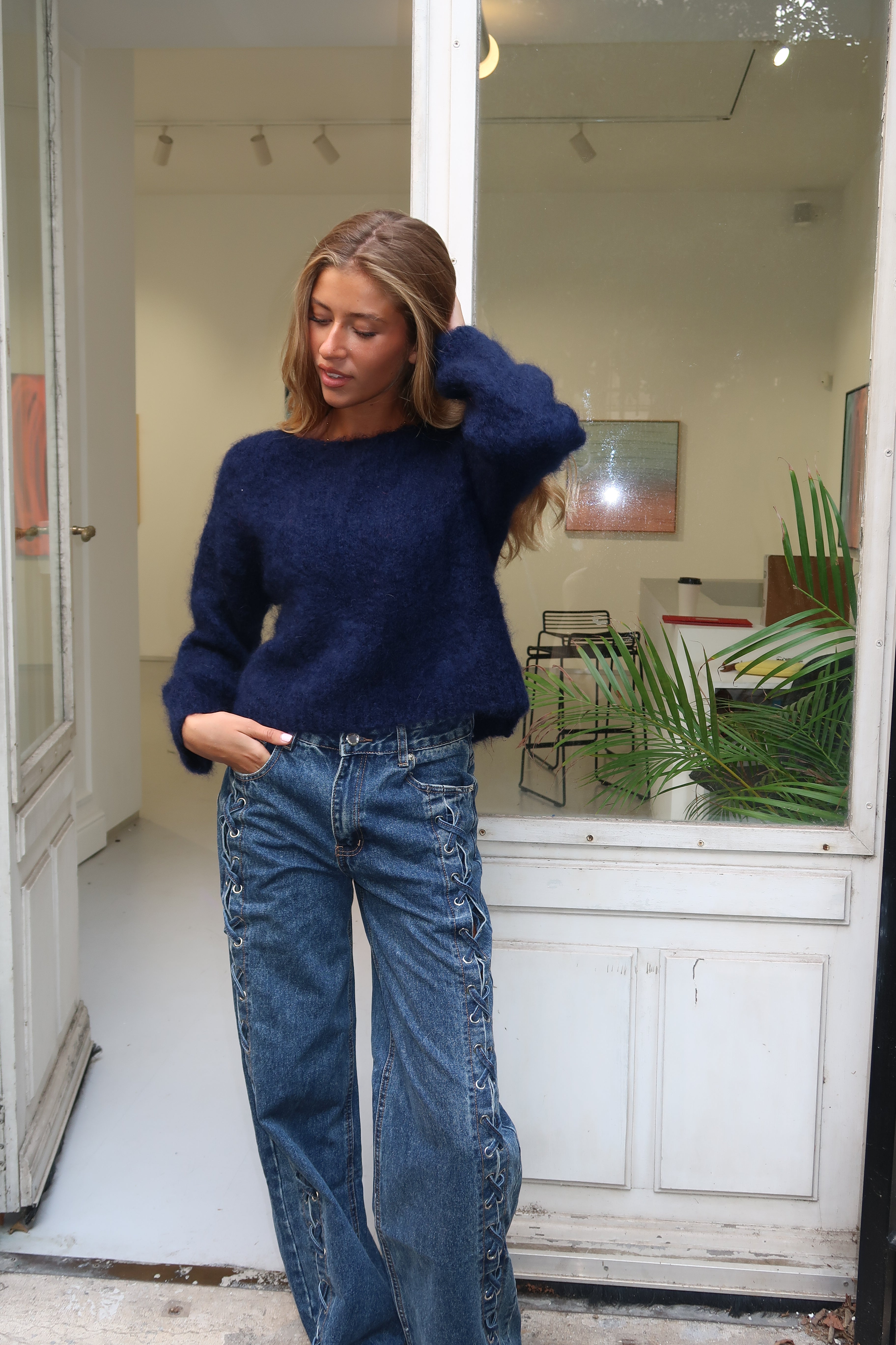 80% Mohair Suzy Navy Blue Sweater