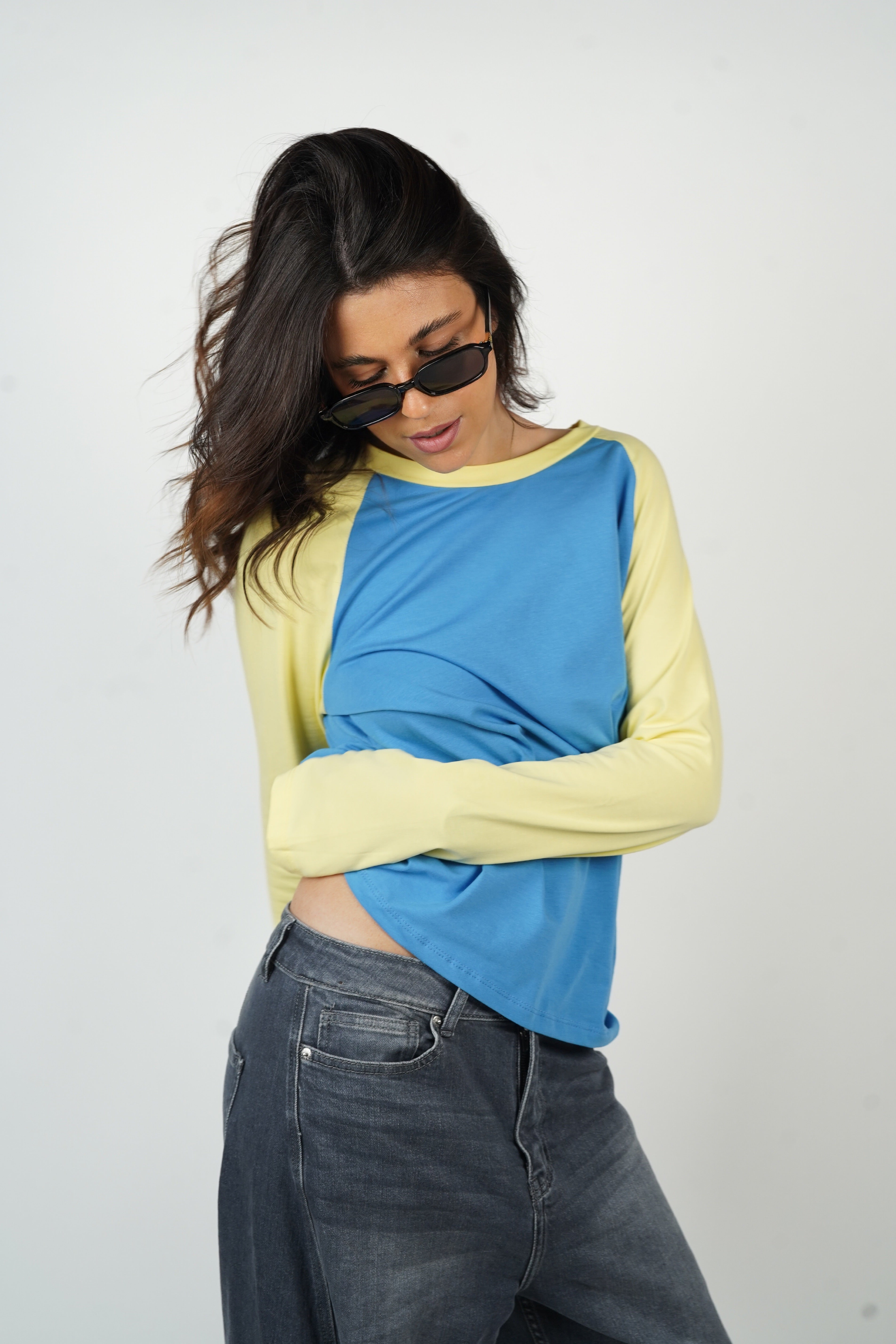 Tee-shirt Léa bleu et jaune