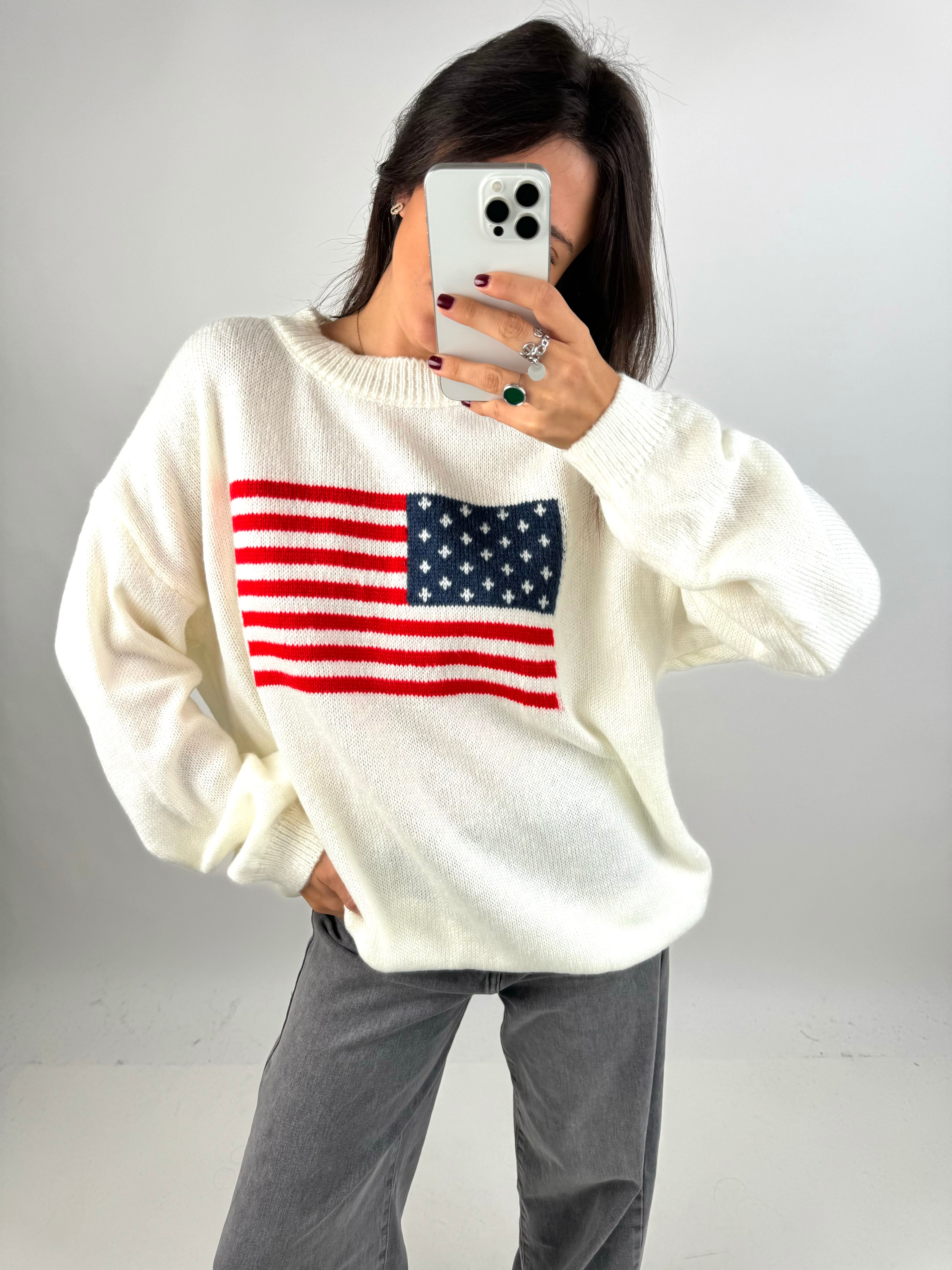 White Victory Sweater