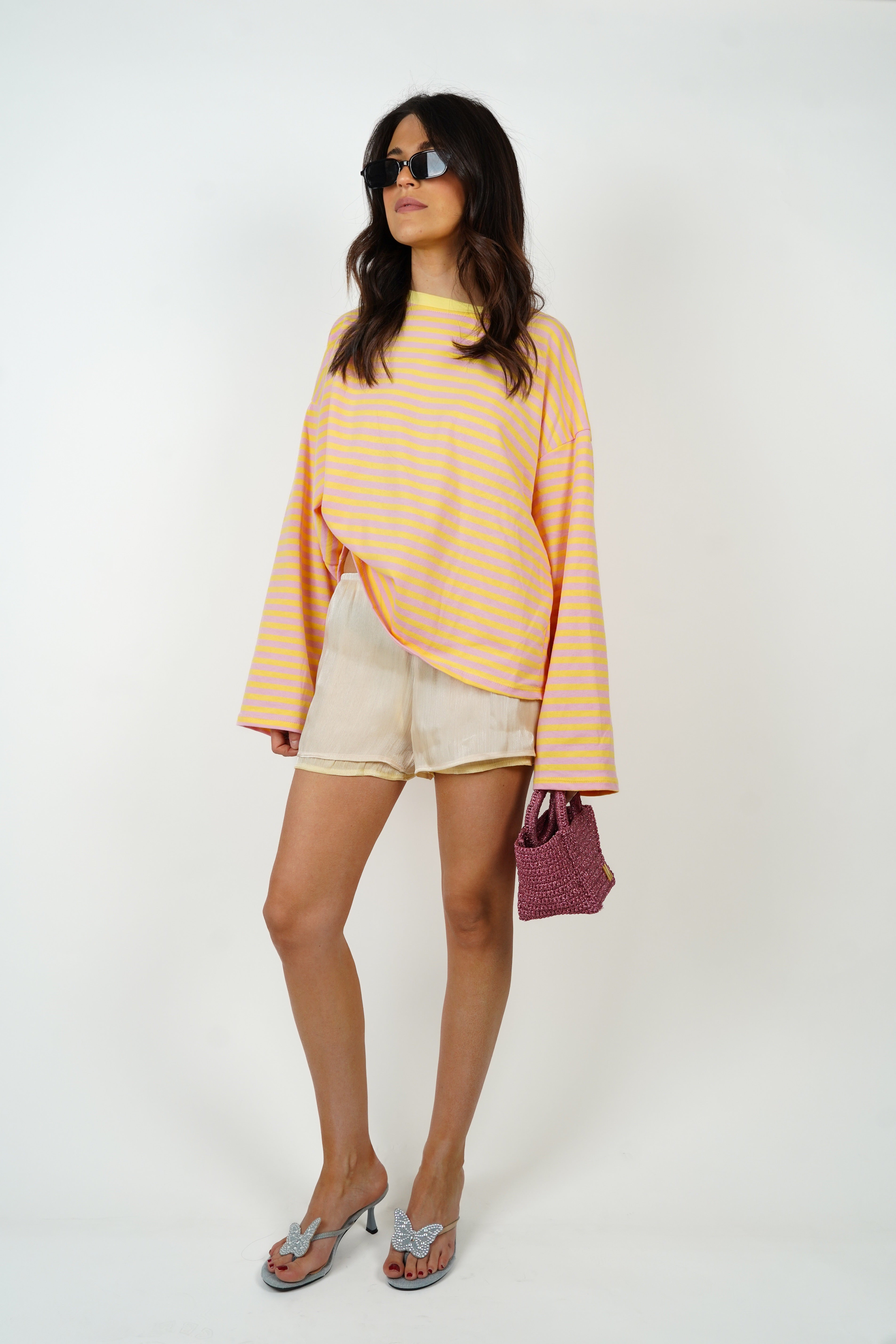 T-shirt Océane roze en geel